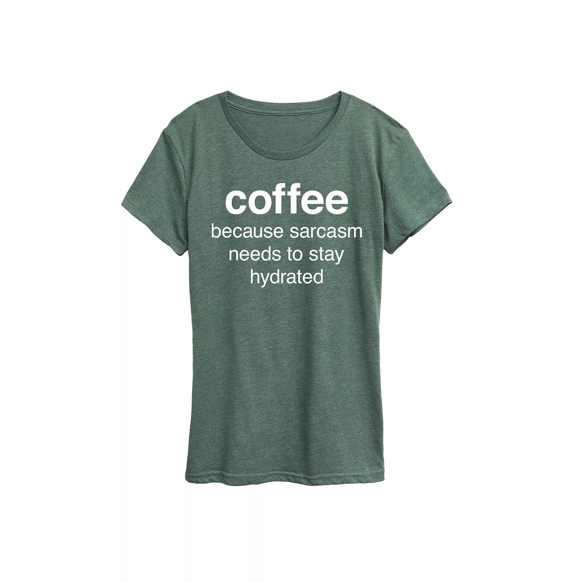 Womens Coffee Sarcasm Graphic Tee Grey Green Product Image