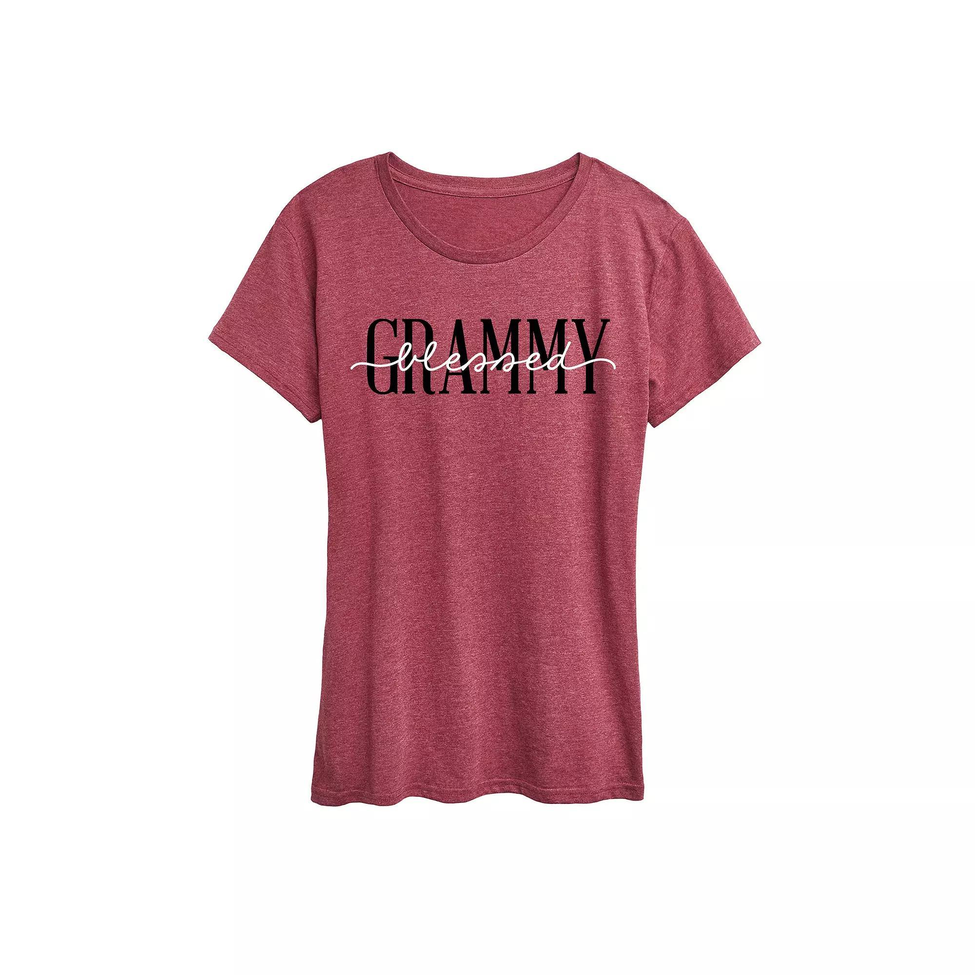 Womens Blessed Grammy Graphic Tee, Girls Grey Wine Product Image