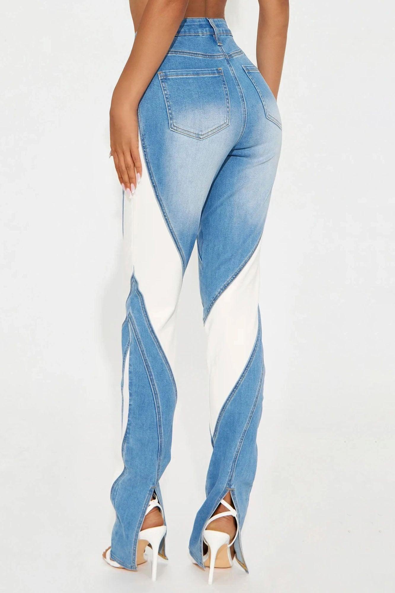 Tall Stepping Up Split Hem Skinny Jeans - Medium Wash Product Image