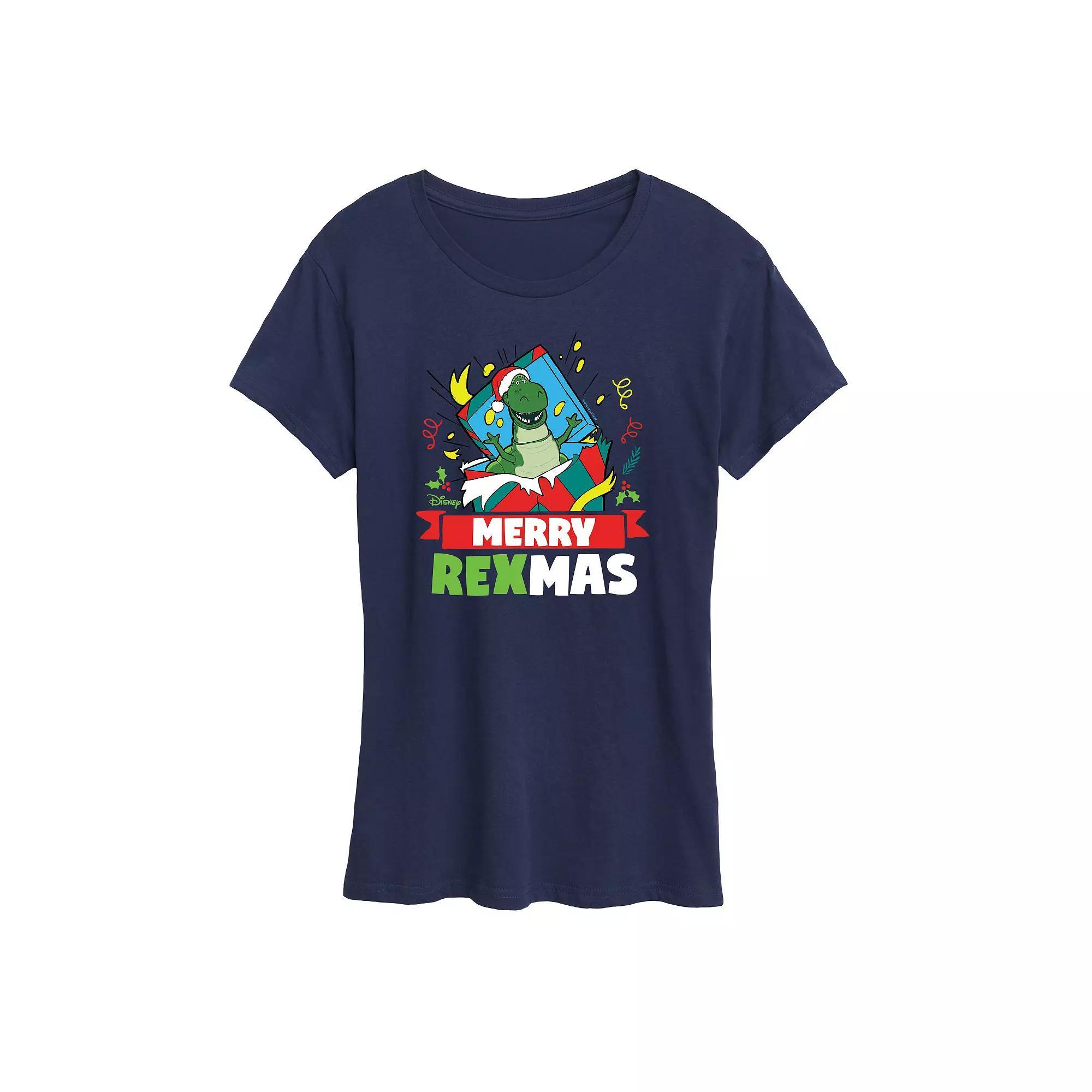 Disney / Pixars Toy Story Womens Merry Rexmas Graphic Tee, Girls Blue Product Image