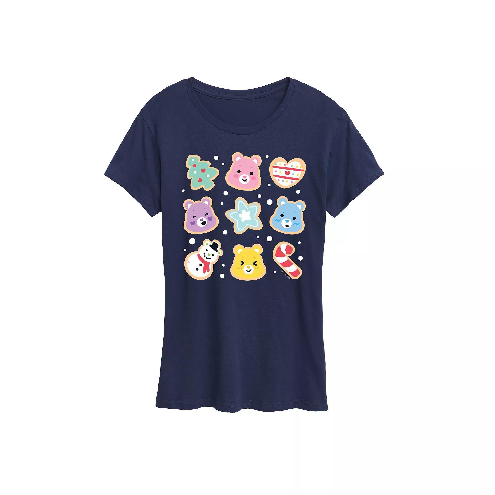 Womens Care Bears Christmas Cookies Graphic Tee, Girls Blue Product Image