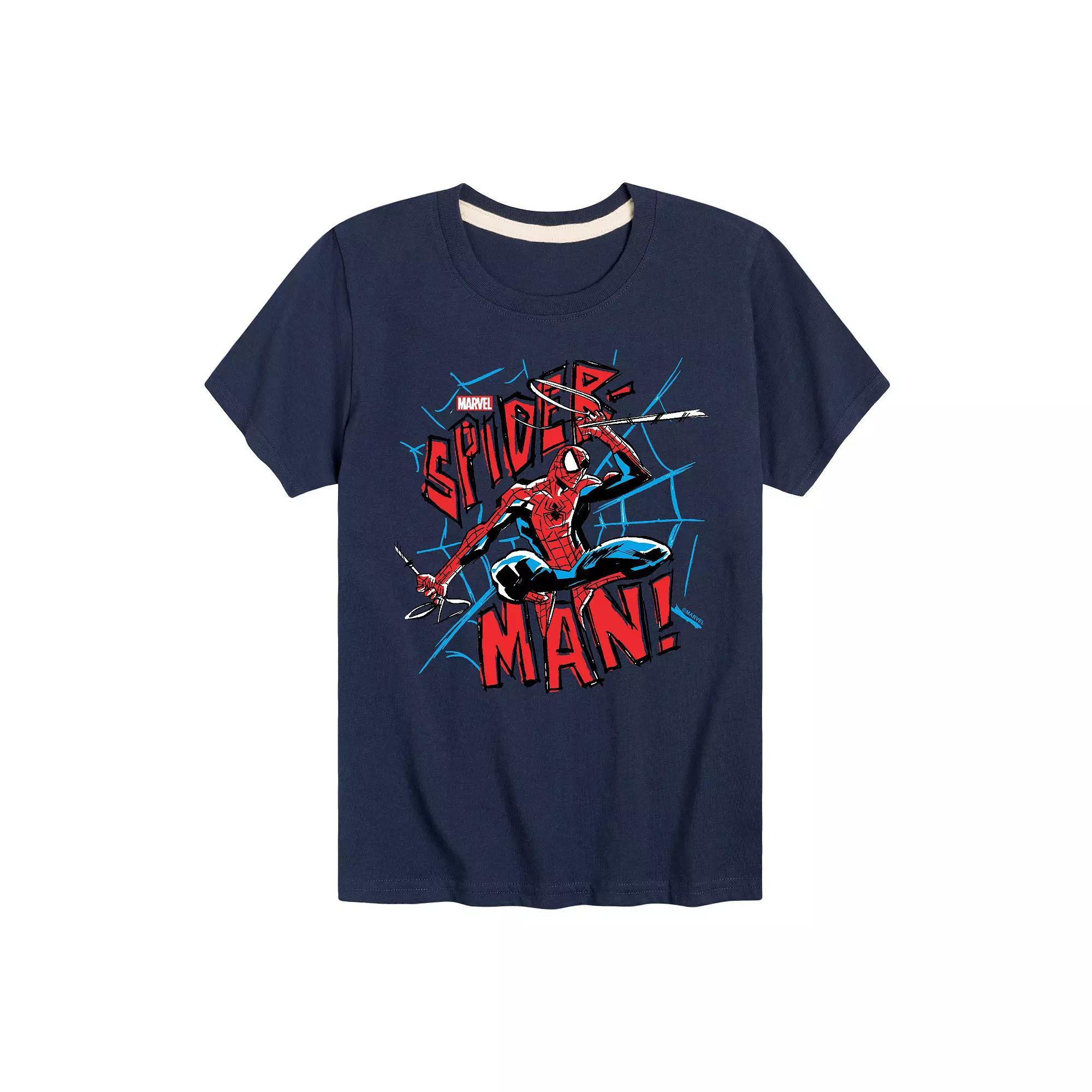Boys 8-20 Marvel Spider-Man Web Swinging Sketch Graphic Tee, Boys Blue Product Image