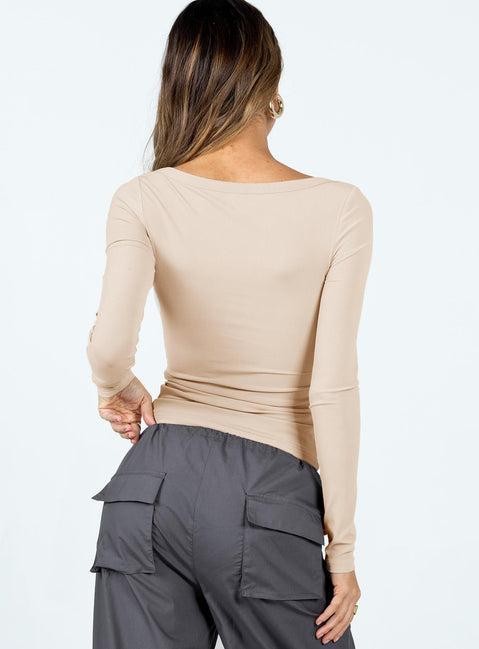 Arthie Long Sleeve Top Beige Low Impact Product Image