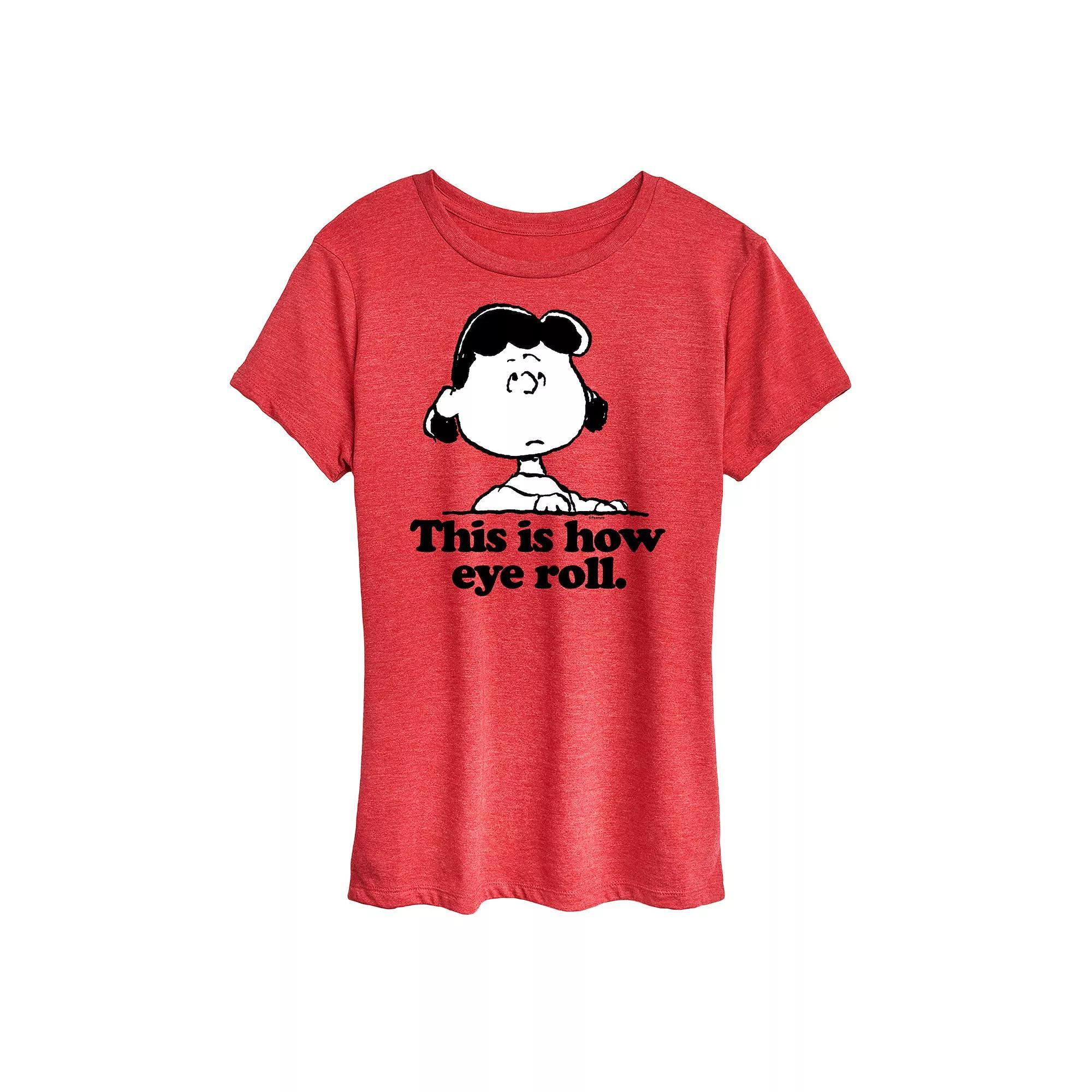 Womens Peanuts Lucy This Is How Eye Roll Graphic Tee Grey Gray Product Image