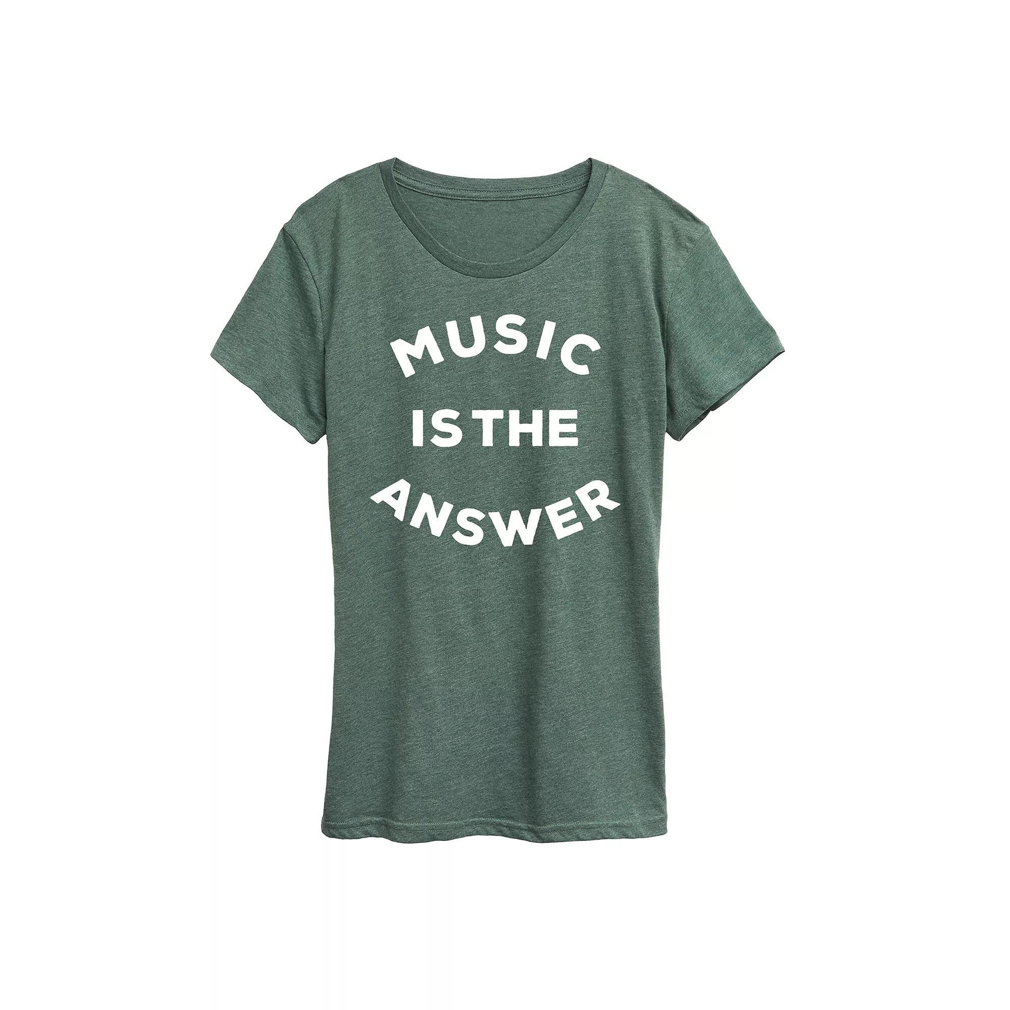 Womens Music is the Answer Graphic Tee Grey Royal Blue Product Image