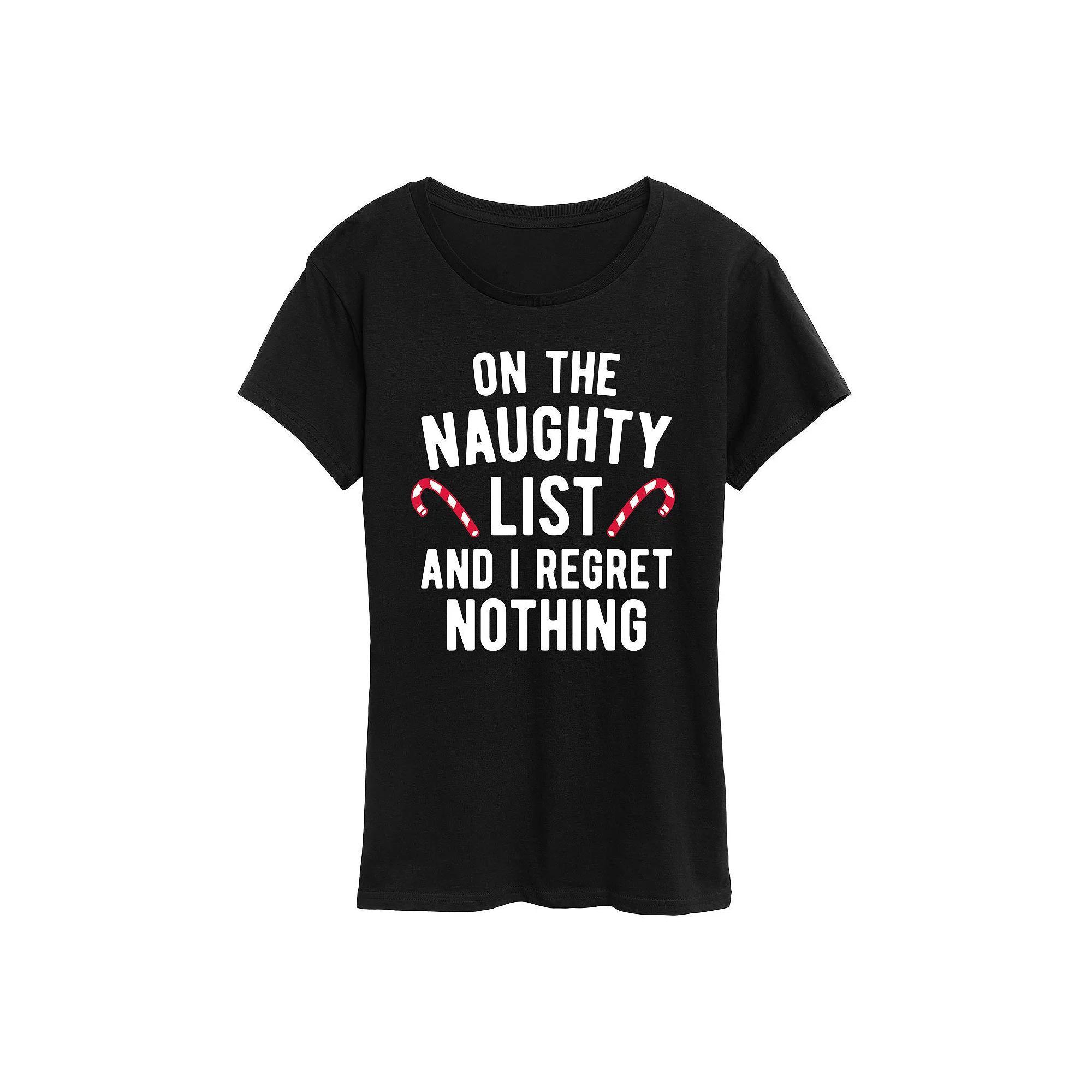Plus On The Naughty List Graphic Tee, Women's, Size: 2XL, Black Product Image