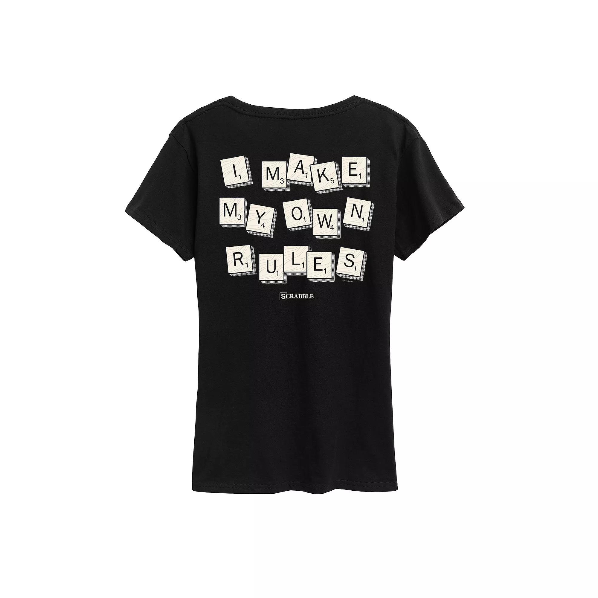 Womens Scrabble I Make My Own Rules Tee Grey Blue Product Image