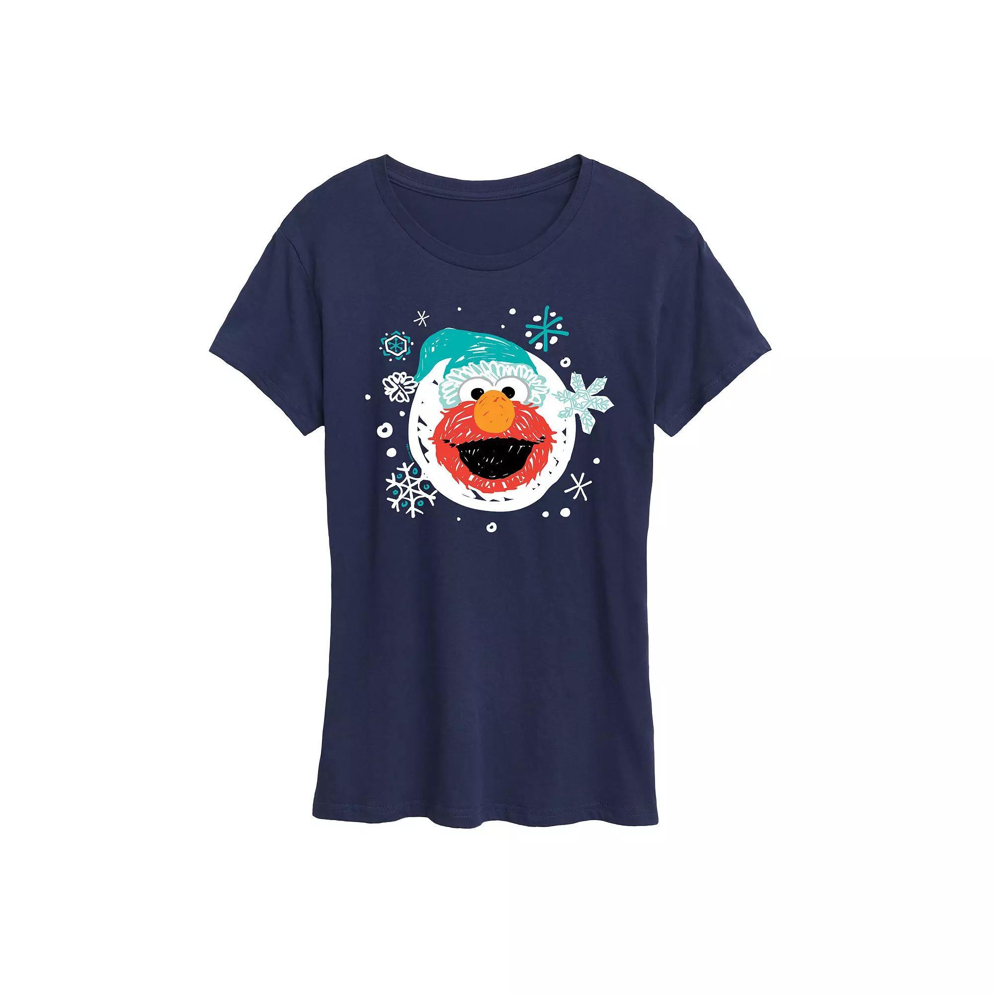 Womens Sesame Street Elmo Snowflake Graphic Tee, Girls Grey Gray Product Image