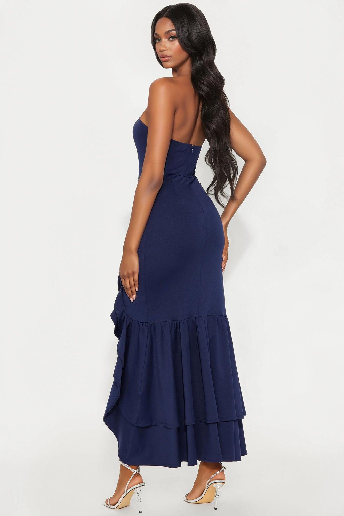 Selena Strapless Mermaid Maxi Dress - Navy Product Image