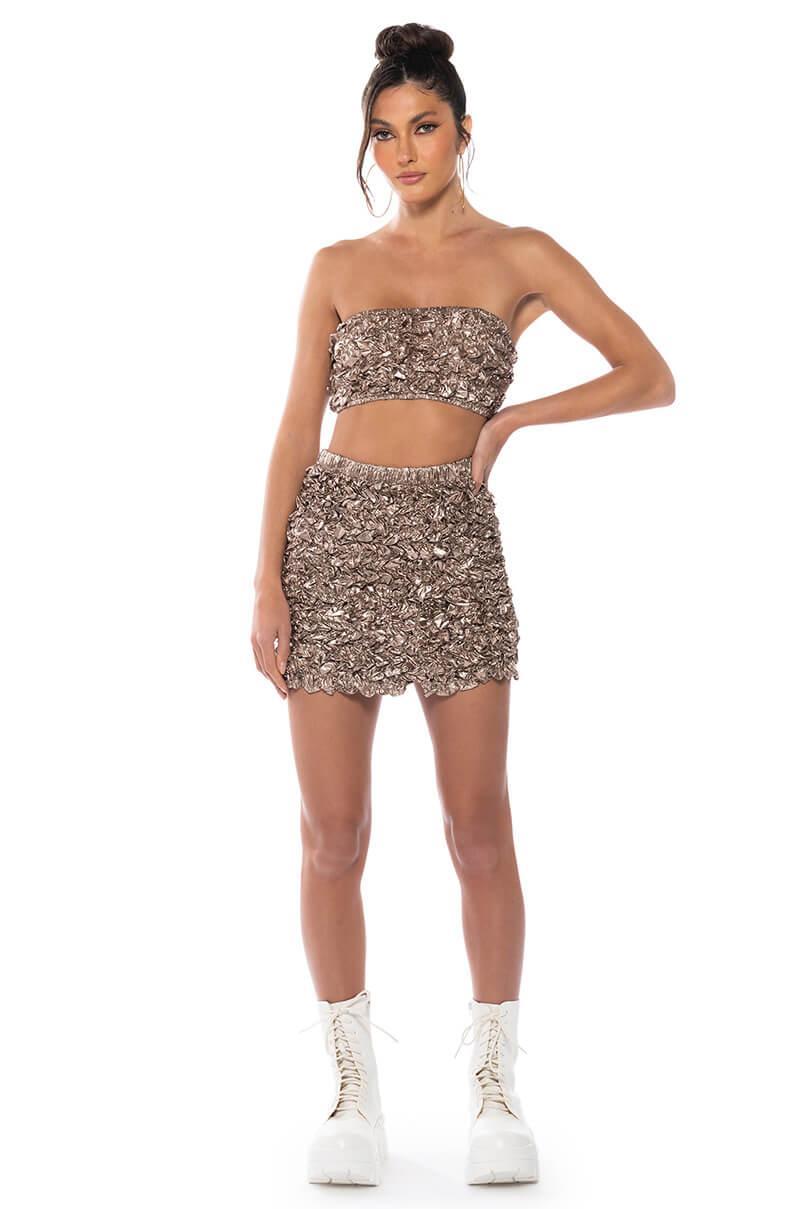 EYES ON ME TEXTURED MINI SKIRT Product Image