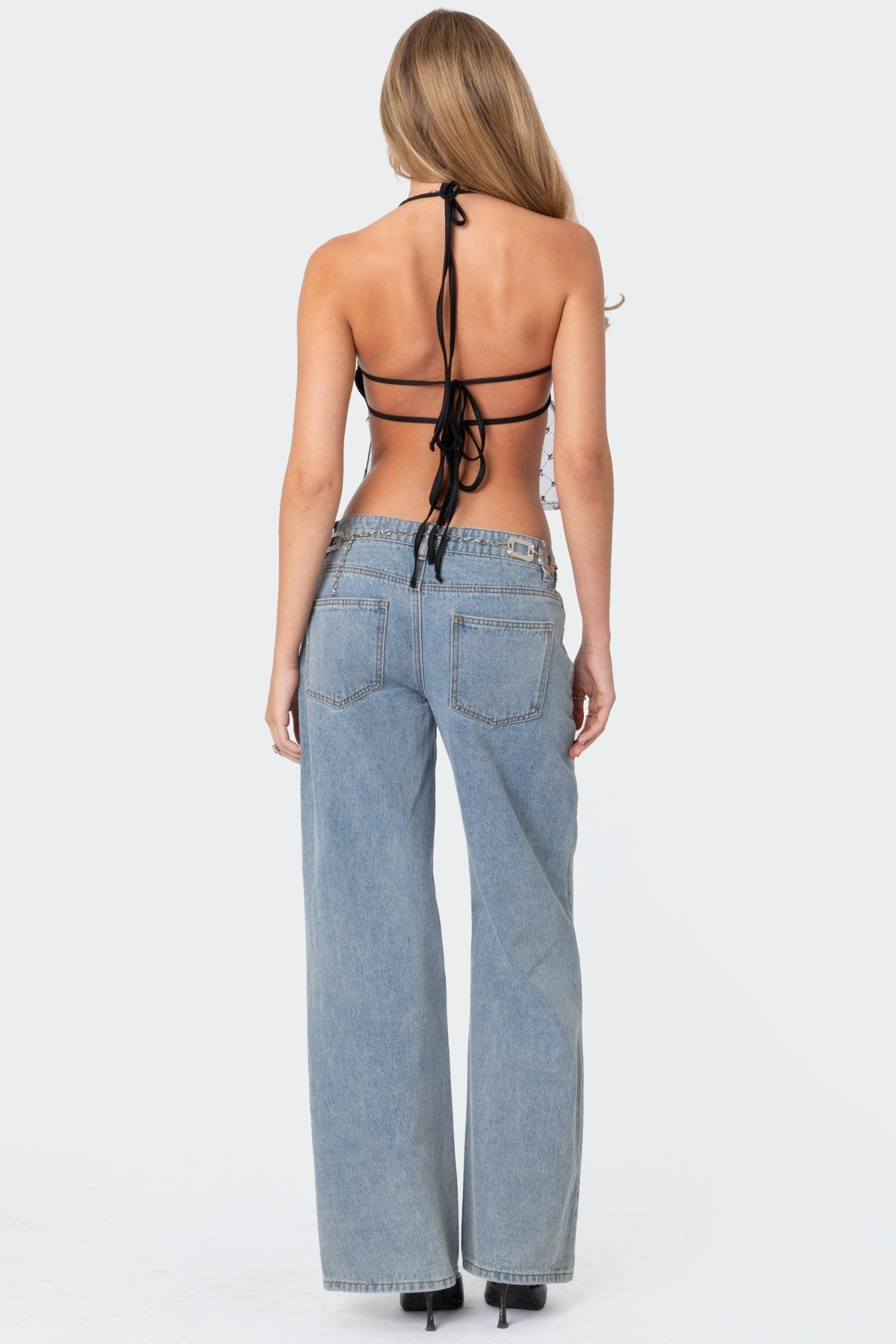 Sheer Sequin Backless Top Product Image