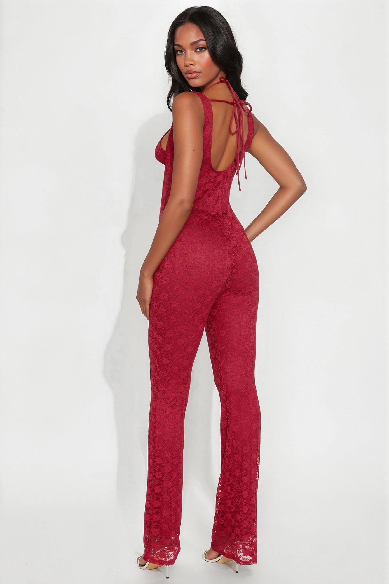 Hard To Replace Lace Jumpsuit - Burgundy Product Image