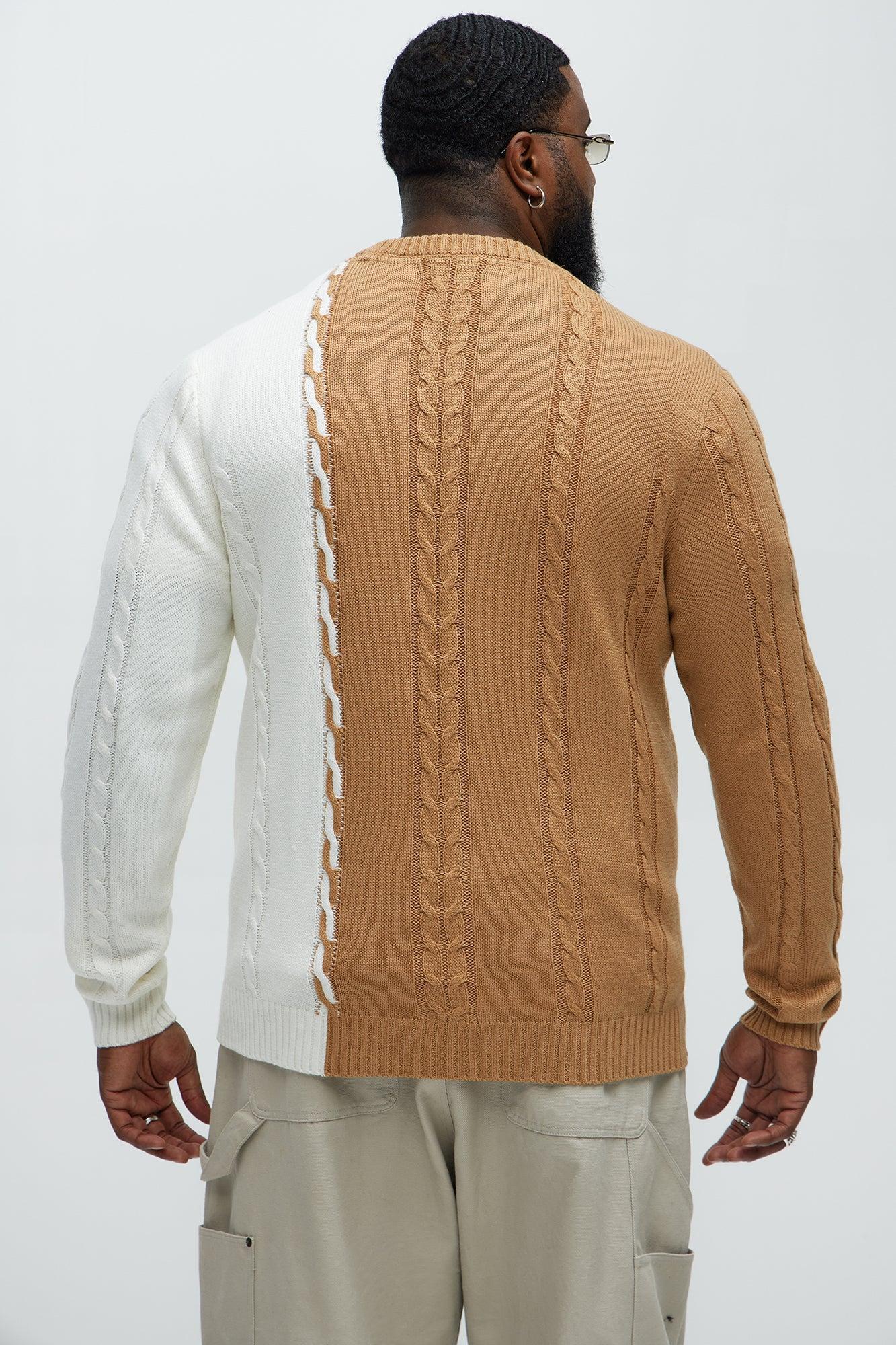 Cody Cable Knit Sweater - Camel/combo Product Image