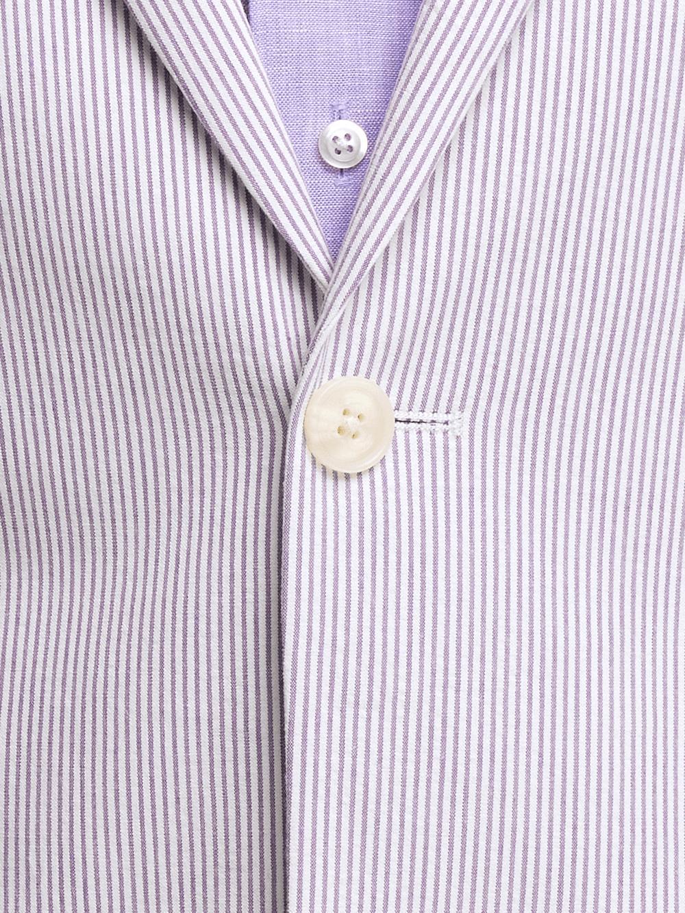 Cotton Stretch Stripe Seersucker Single Pleat Suit Pants - Purple/white Product Image
