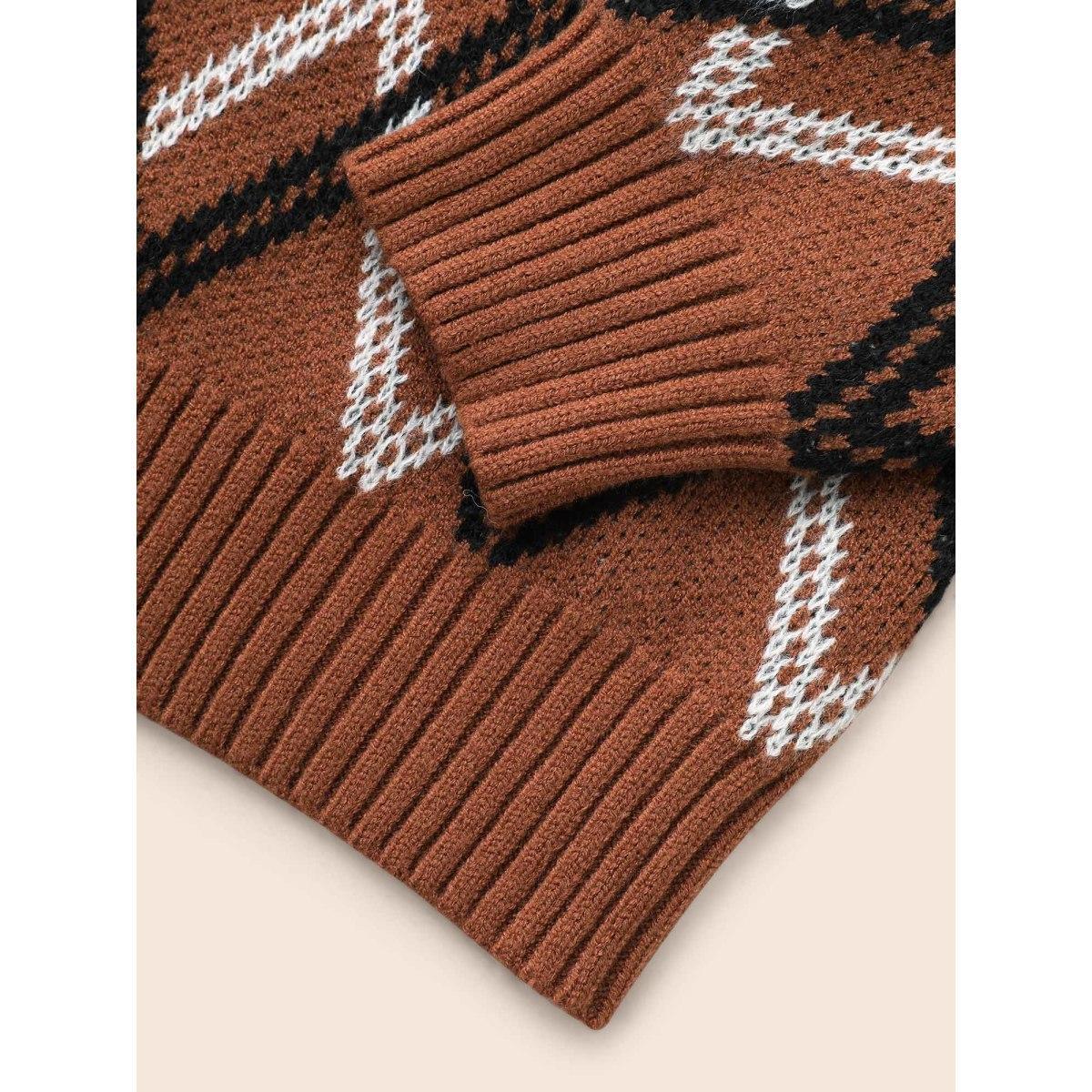 Plus Size Plaid Pocket Drop Shoulder Sleeve Cardigan Yellowishbrown Women Casual Loose Long Sleeve Everyday Cardigans BloomChic 28/5X Product Image