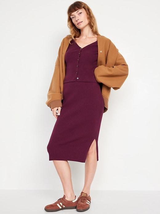 High-Waisted SoSoft Ribbed Midi Skirt Product Image
