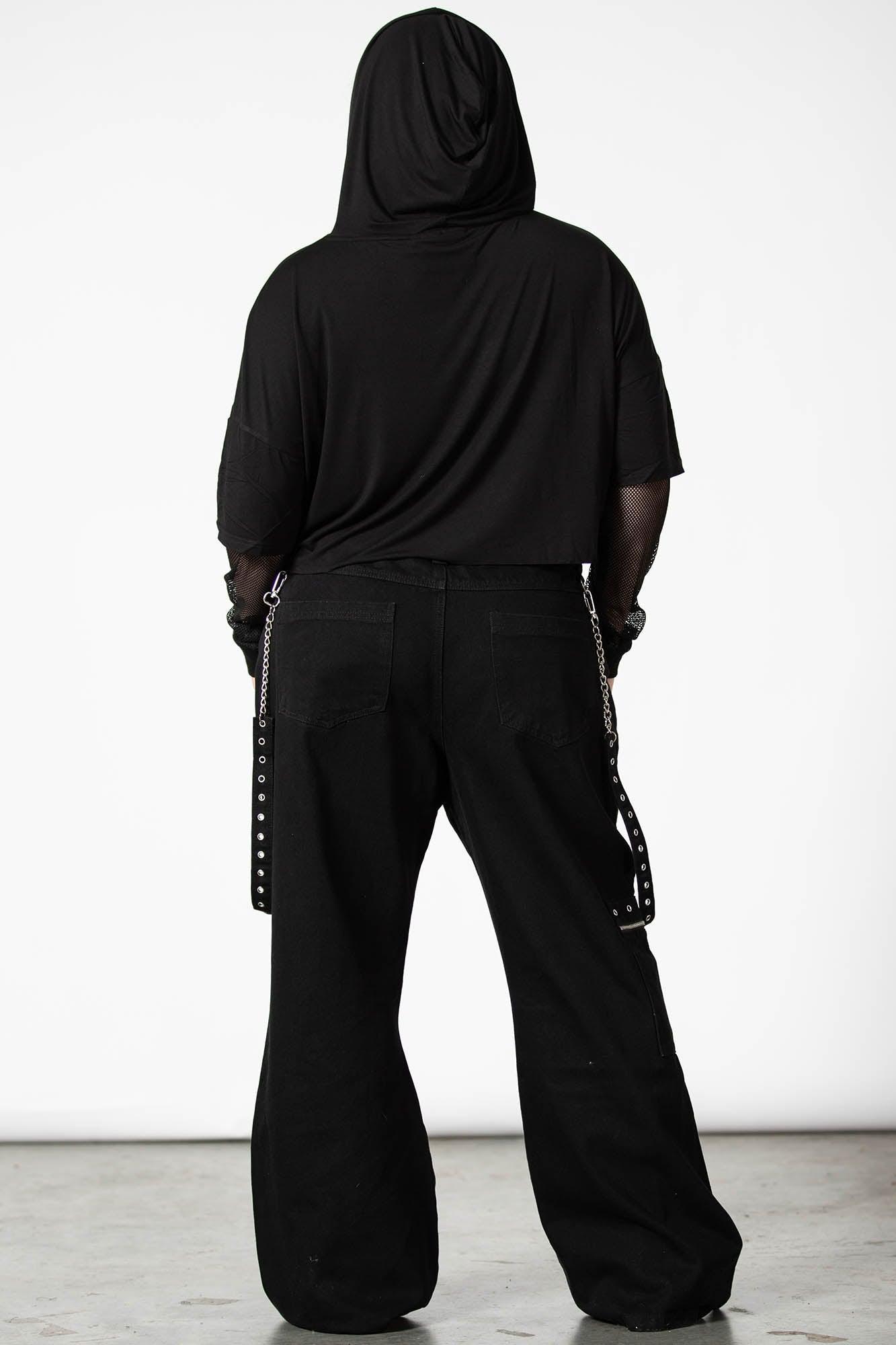 Dark Forces Cropped Hoodie / Black / 95% Rayon 5% Elastane Product Image