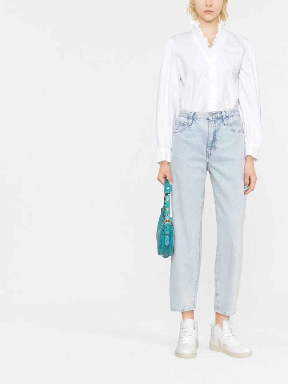 ruffled-collar long-sleeve shirt Product Image
