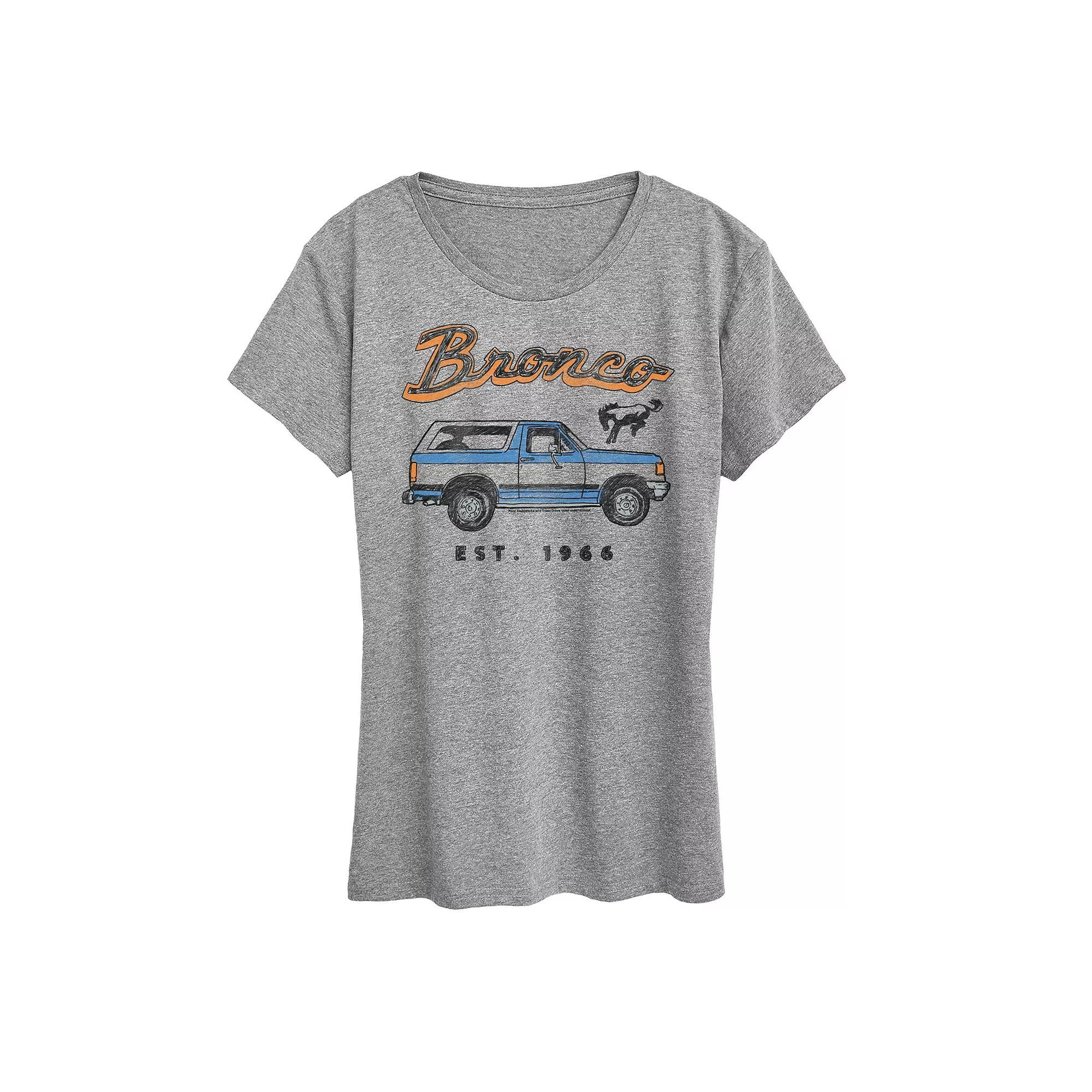 Women's Ford Bronco Est. 1966 Graphic Tee, Size: Medium, Grey Gray Product Image