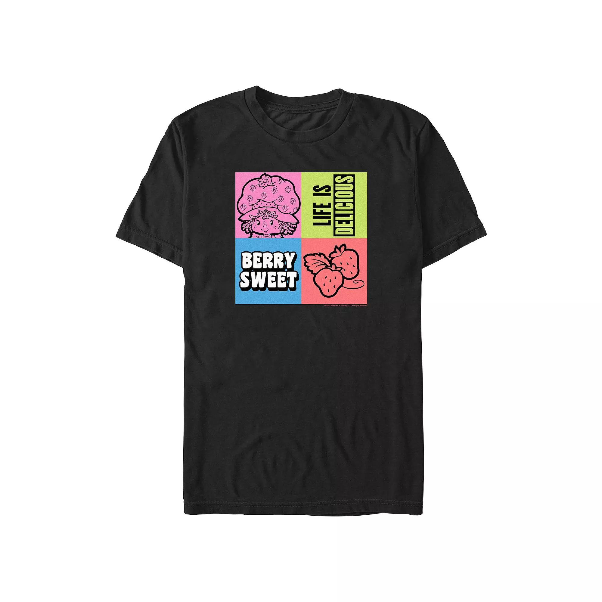 Men's Strawberry Shortcake Life Is Delicious Graphic Tee, Size: Medium, Black Product Image