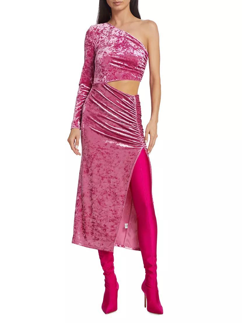 Niamh Asymmetric Stretch Velvet Dress Product Image