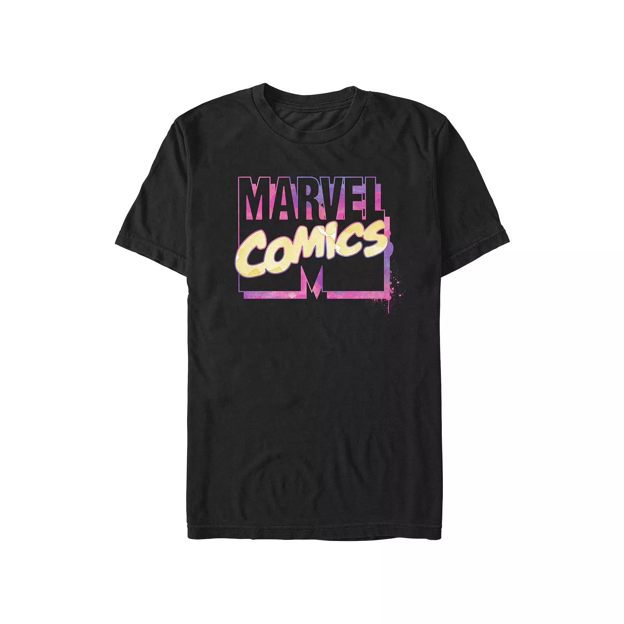 Juniors' Marvel Comics Watercolor Logo Boyfriend Graphic Tee, Women's, Size: Medium, Black Product Image