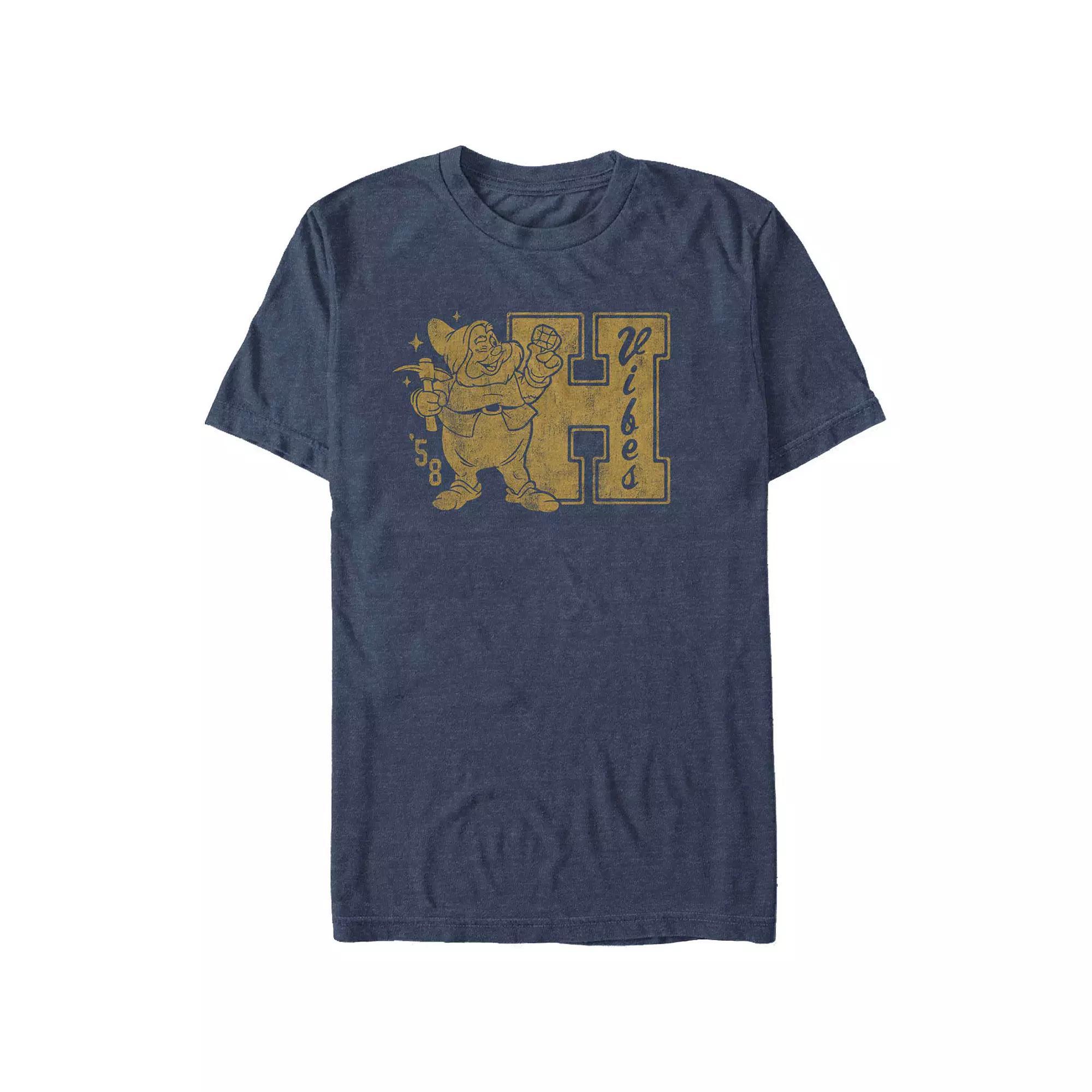Disney's Snow White And The Seven Dwarfs Happy Vibes Big & Tall Graphic Tee, Men's, Size: 4XL Tall, Navy Grey Product Image