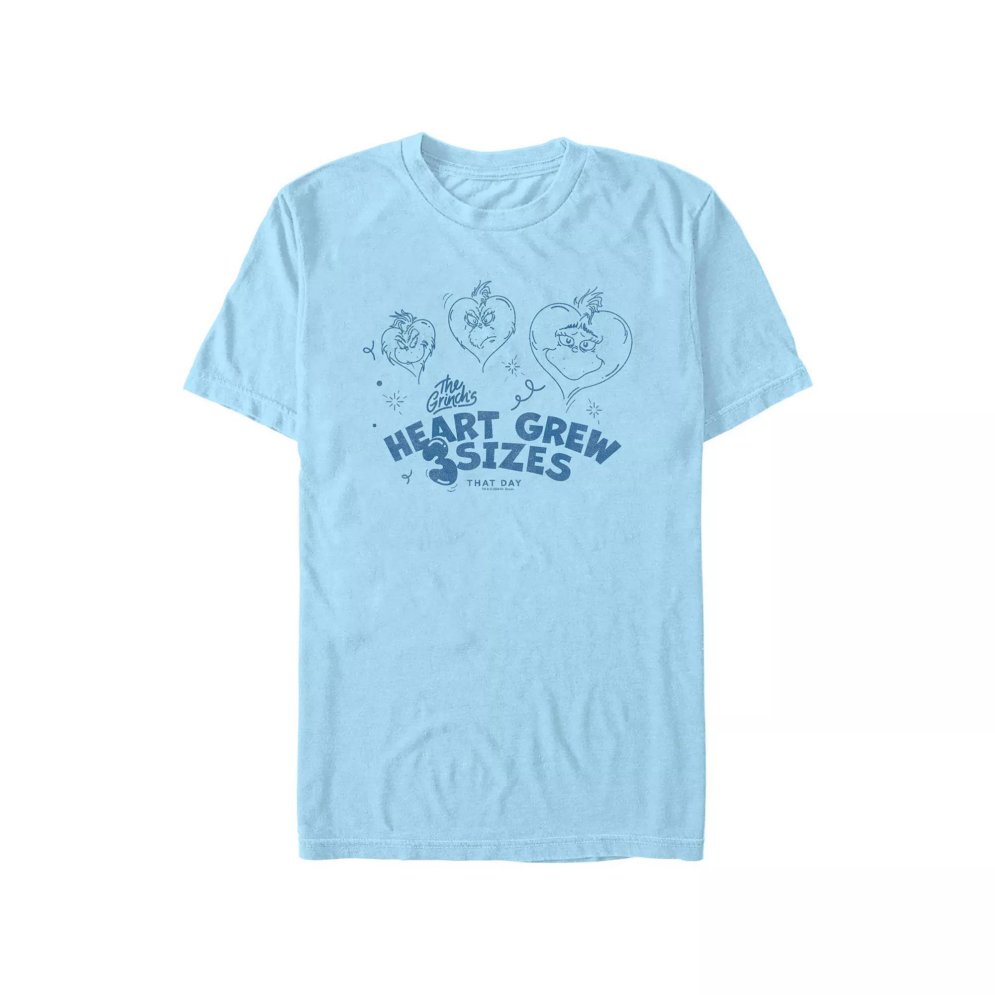 Big & Tall Dr. Seuss Grinch's Heart Grew 3 Sizes Graphic Tee, Men's, Size: XXL, Light Blue Product Image