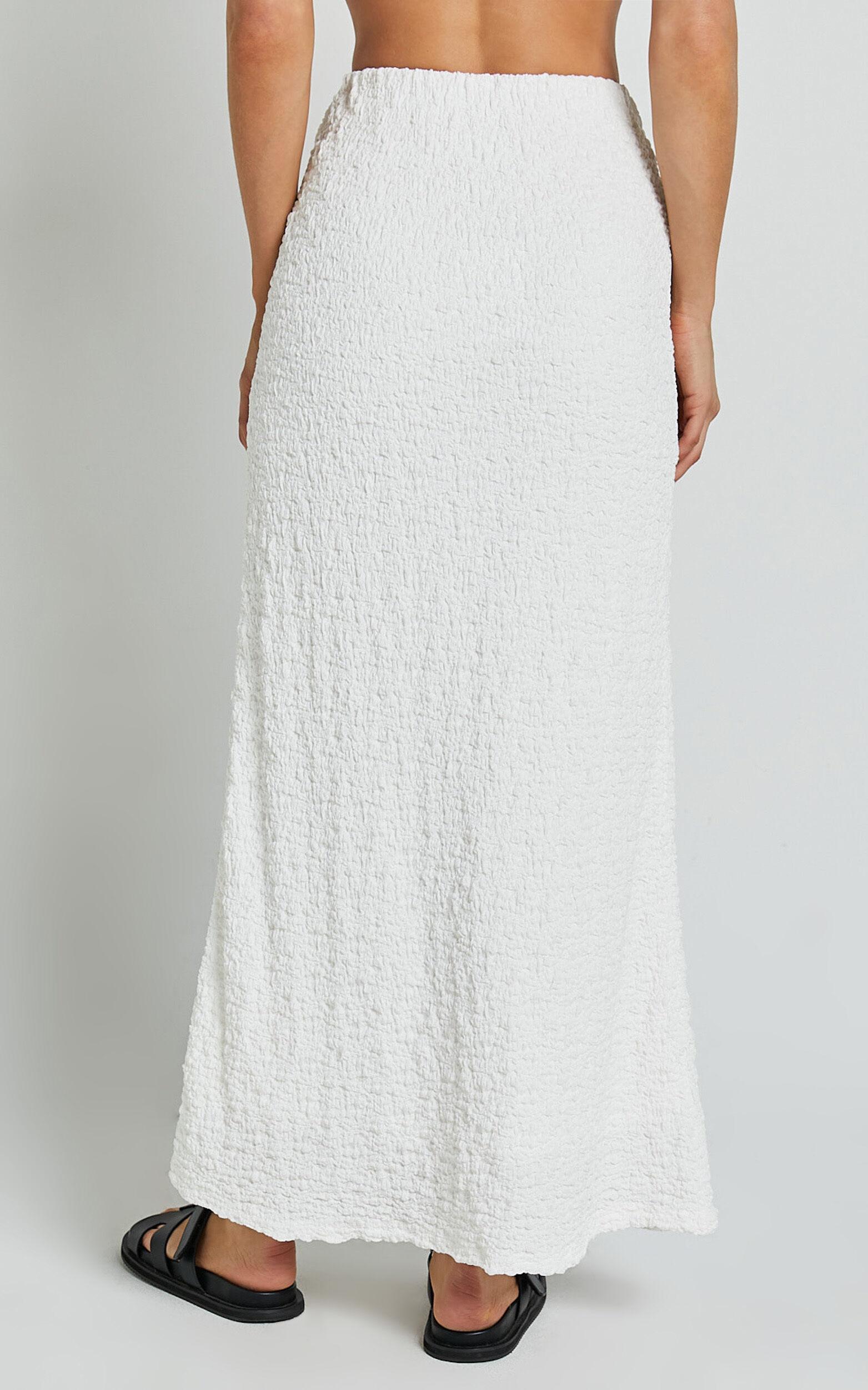 Jackie Midi Skirt - High Elasticated Waist Skirt in White Product Image