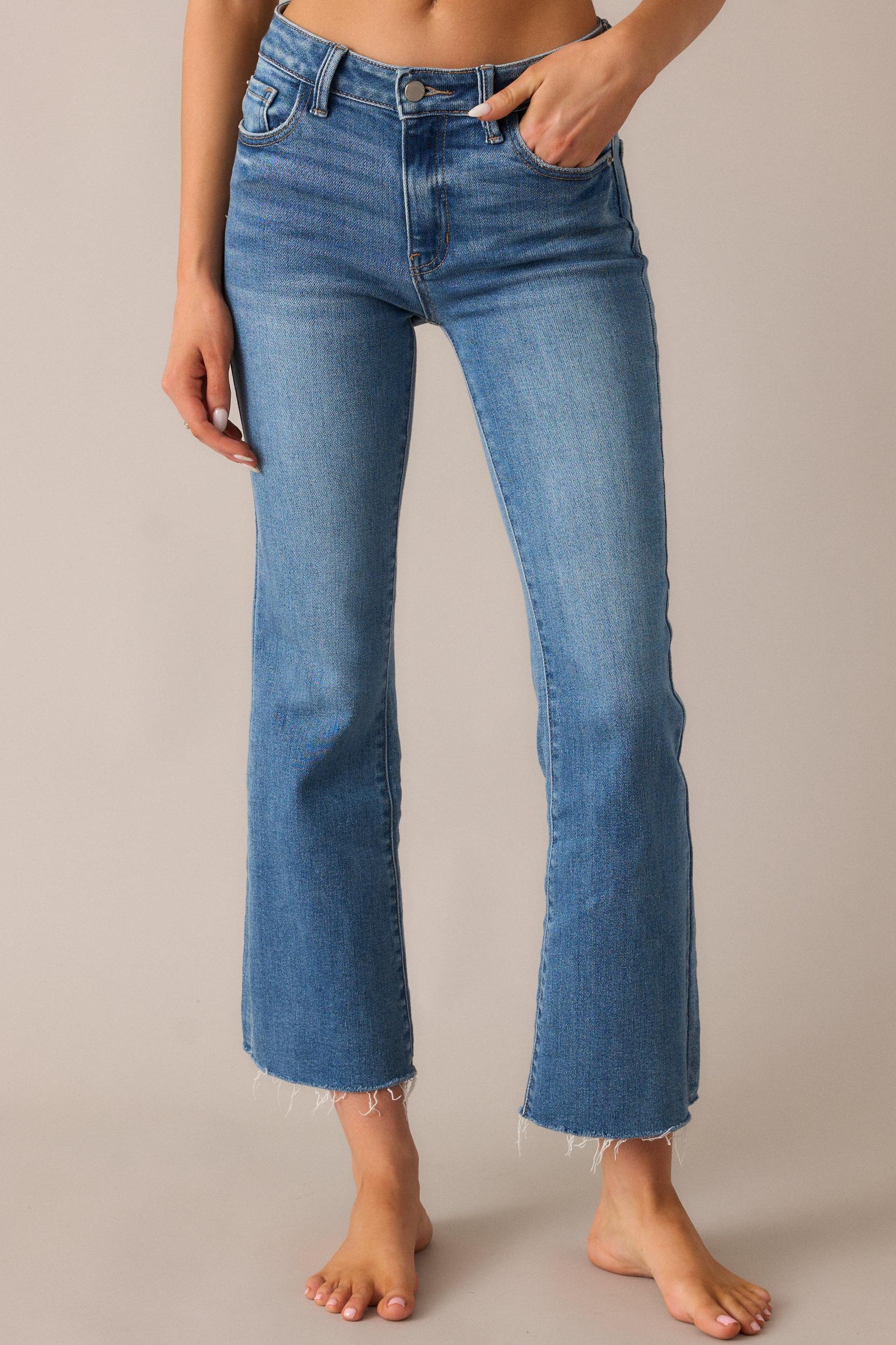 Nightfall Spark Medium Wash Cropped Flare Jeans Product Image