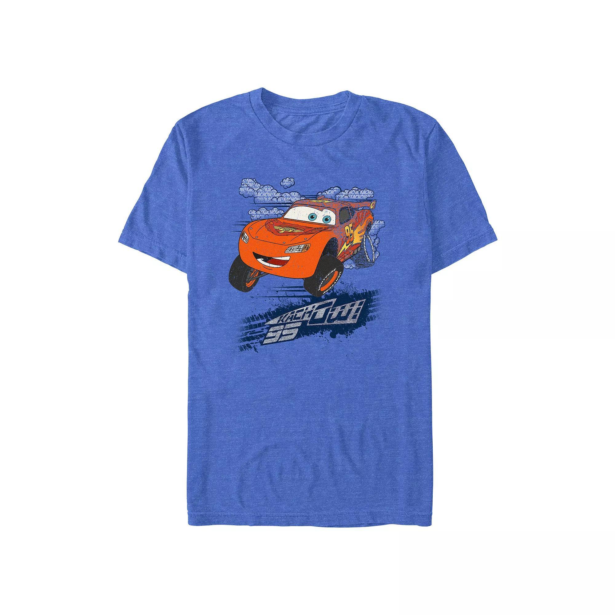 Disney / Pixar's Cars Lightning McQueen Kachouw! Men's Graphic Tee, Size: XS, Royal Grey Product Image