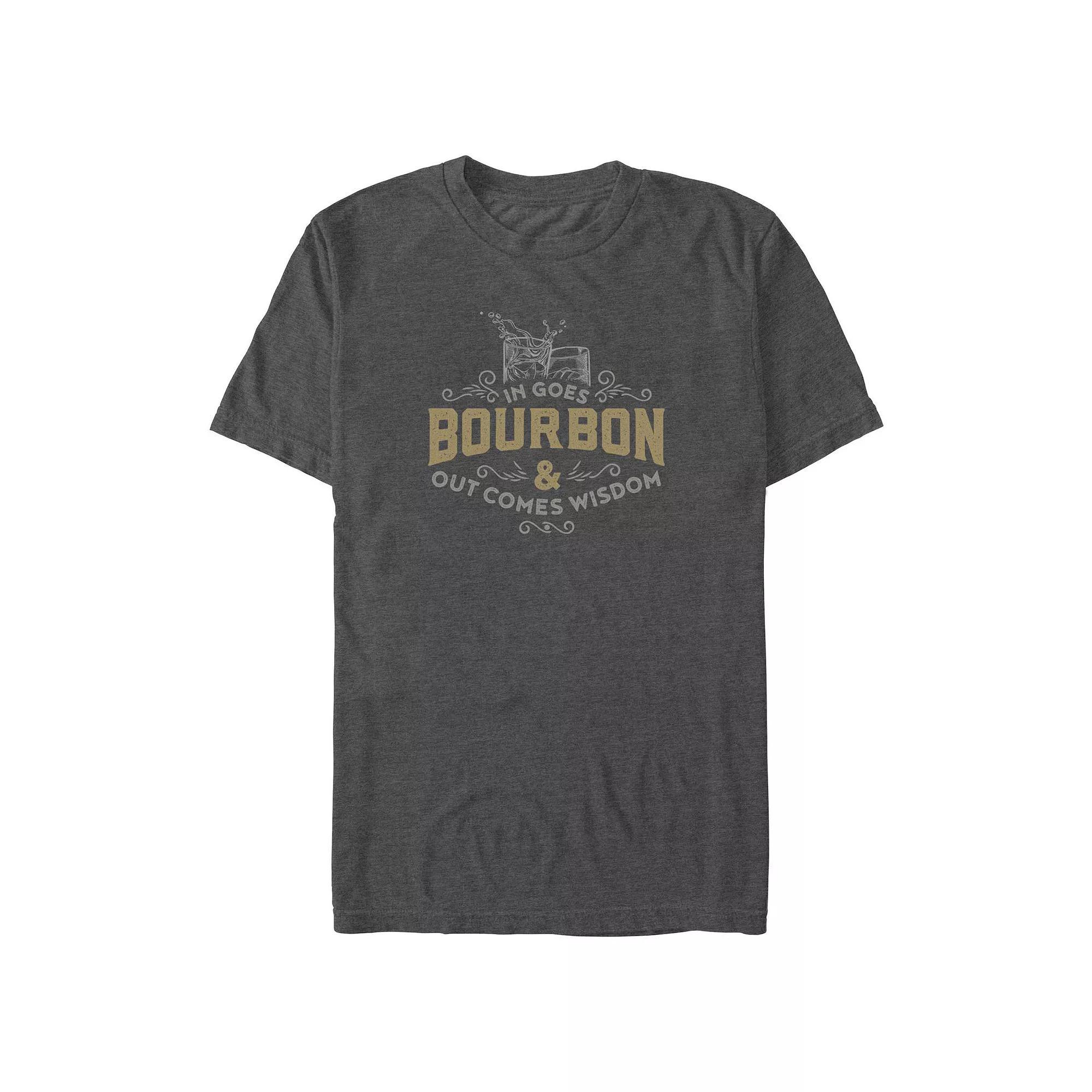Big & Tall In Goes Bourbon And Out Comes Wisdom Graphic Tee, Men's, Size: 3XL Tall, Grey Heather Product Image