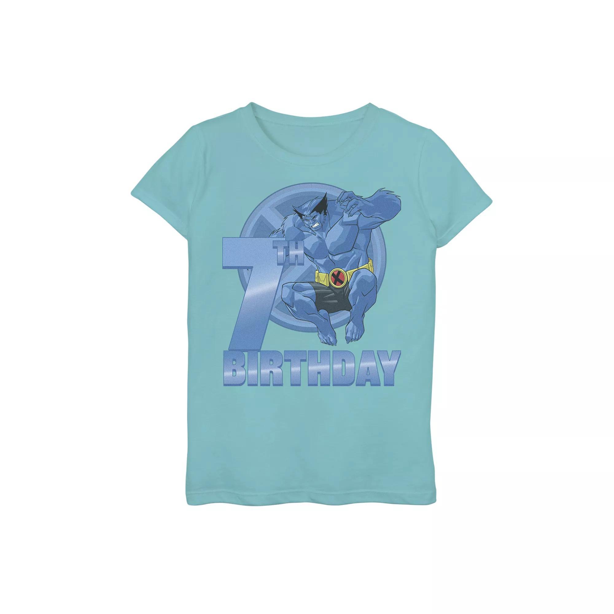 Girls 7-16 Marvel X-Men Beast 7th Birthday Badge Graphic Tee, Girl's, Size: Small, Tahi Blue Product Image