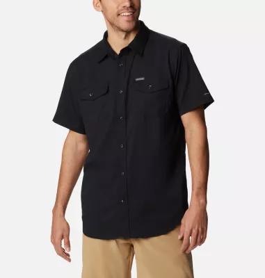 Men's Columbia UPF 40 Utilizer™ II Solid Short Sleeve Button-Down Shirt, Size: Large, New Black Product Image