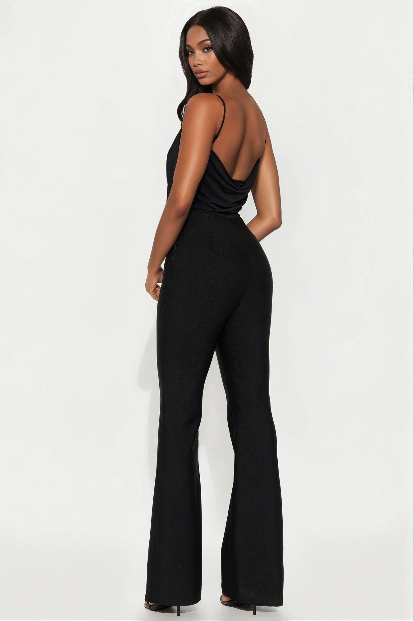 Come A Bit Closer Bandage Jumpsuit - Black Product Image