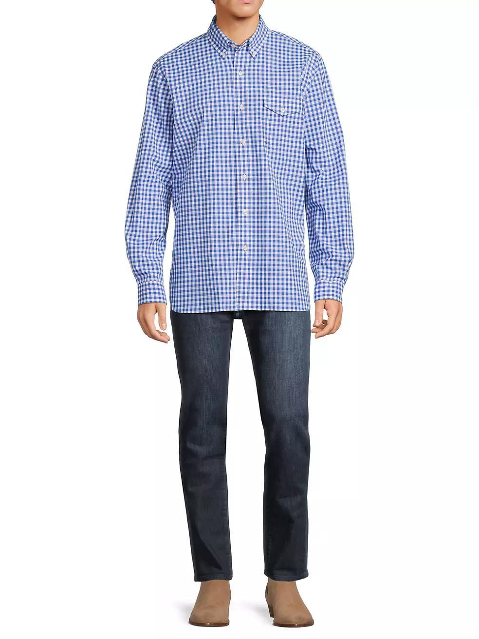 Checked Cotton Button-Down Shirt Product Image