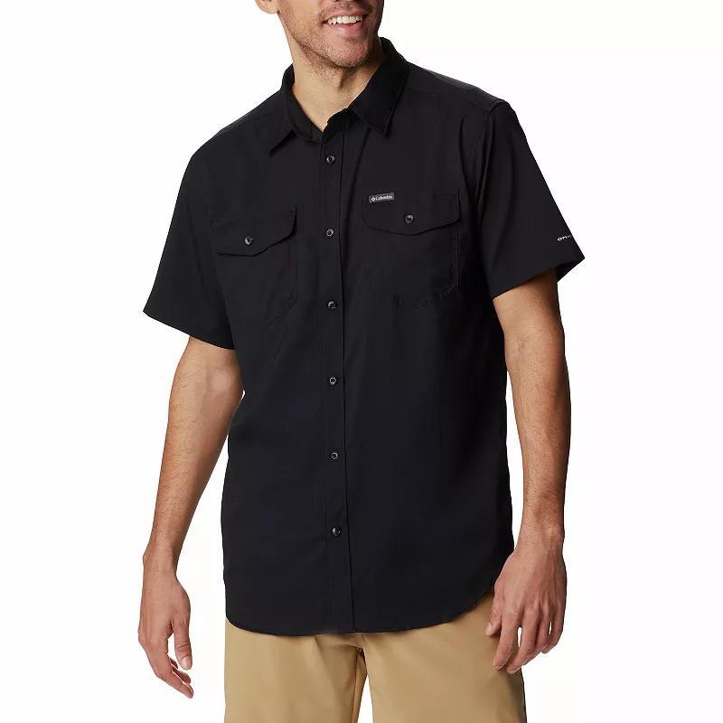 Men's Columbia UPF 40 Utilizer™ II Solid Short Sleeve Button-Down Shirt, Size: Large, New Black Product Image