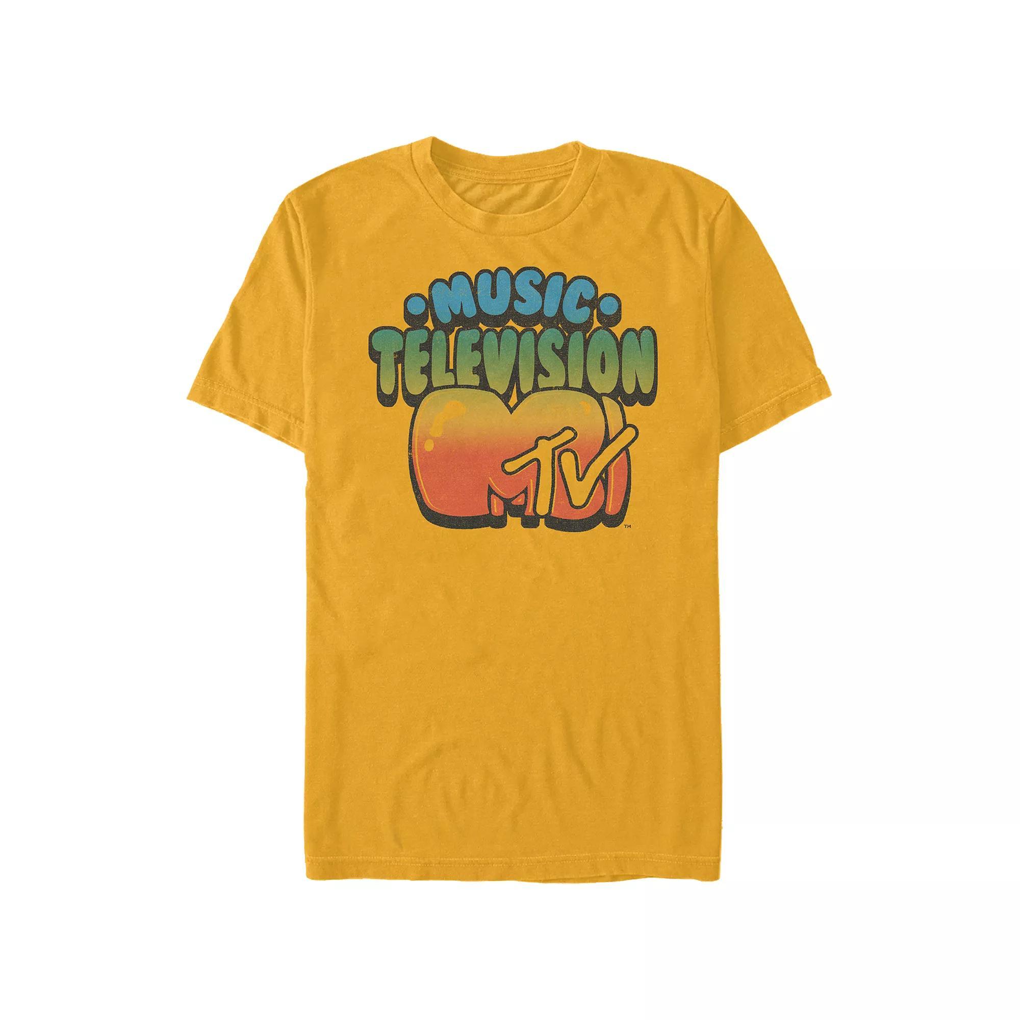 Men's MTV Bubble Letters Gradient Logo Graphic Tee, Size: Medium, Gold Product Image