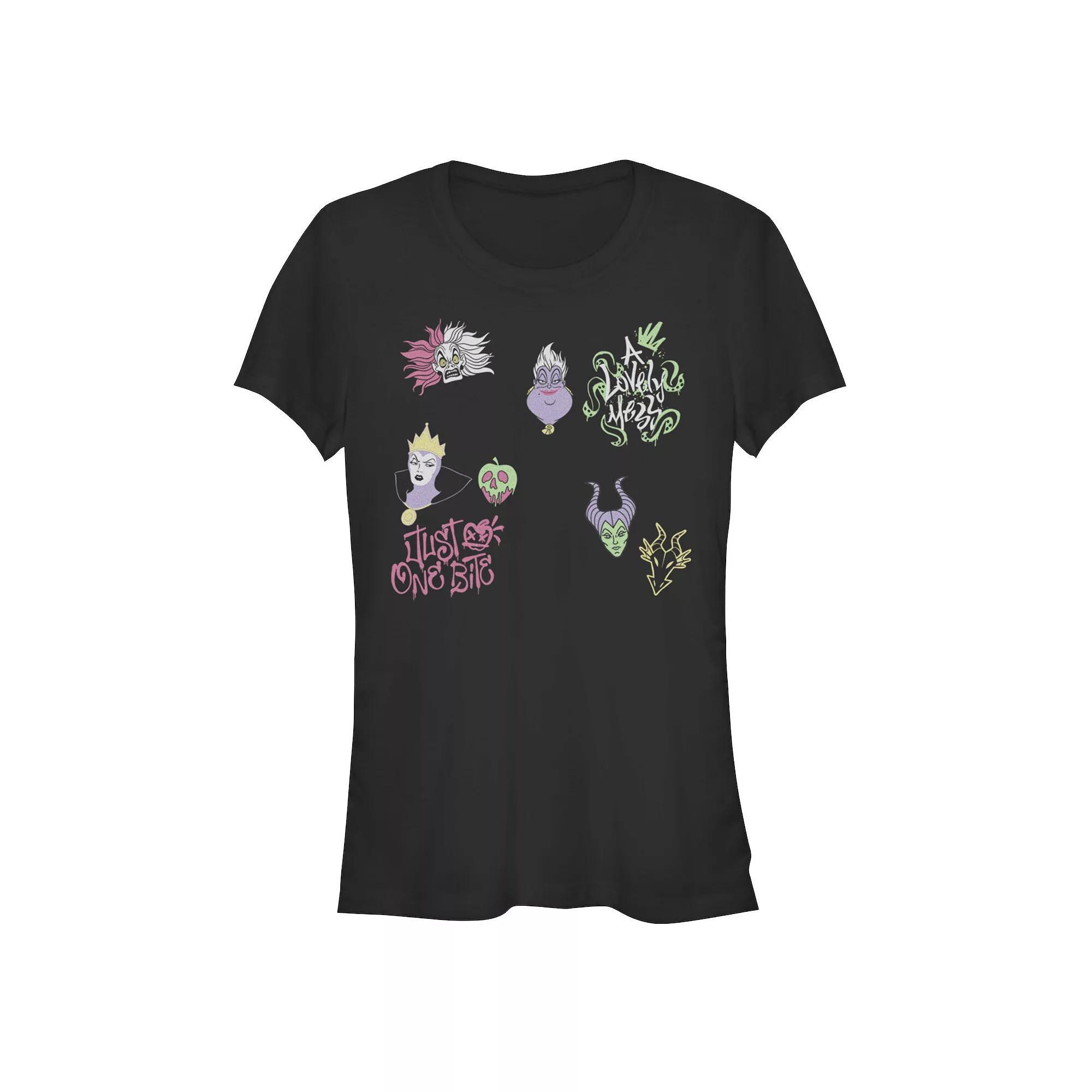 Disney Villains Character Icons Juniors' Fitted Graphic Tee, Girl's, Size: XXL, Black Product Image