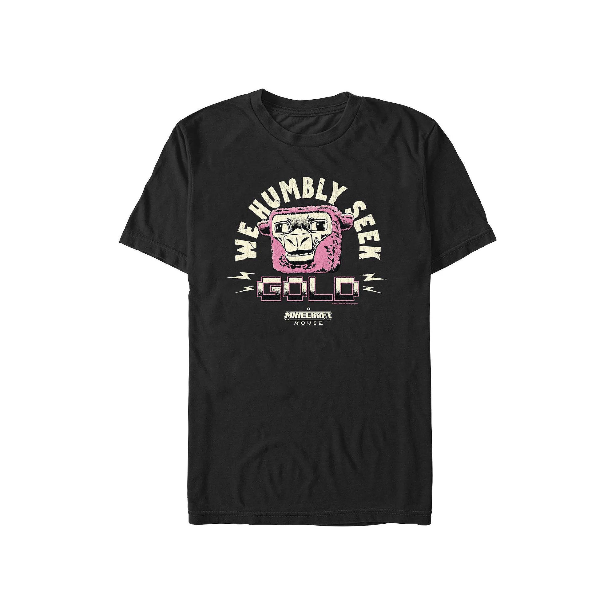 Big & Tall Minecraft Movie We Humbly Seek Gold Graphic Tee, Men's, Size: XL Tall, Black Product Image