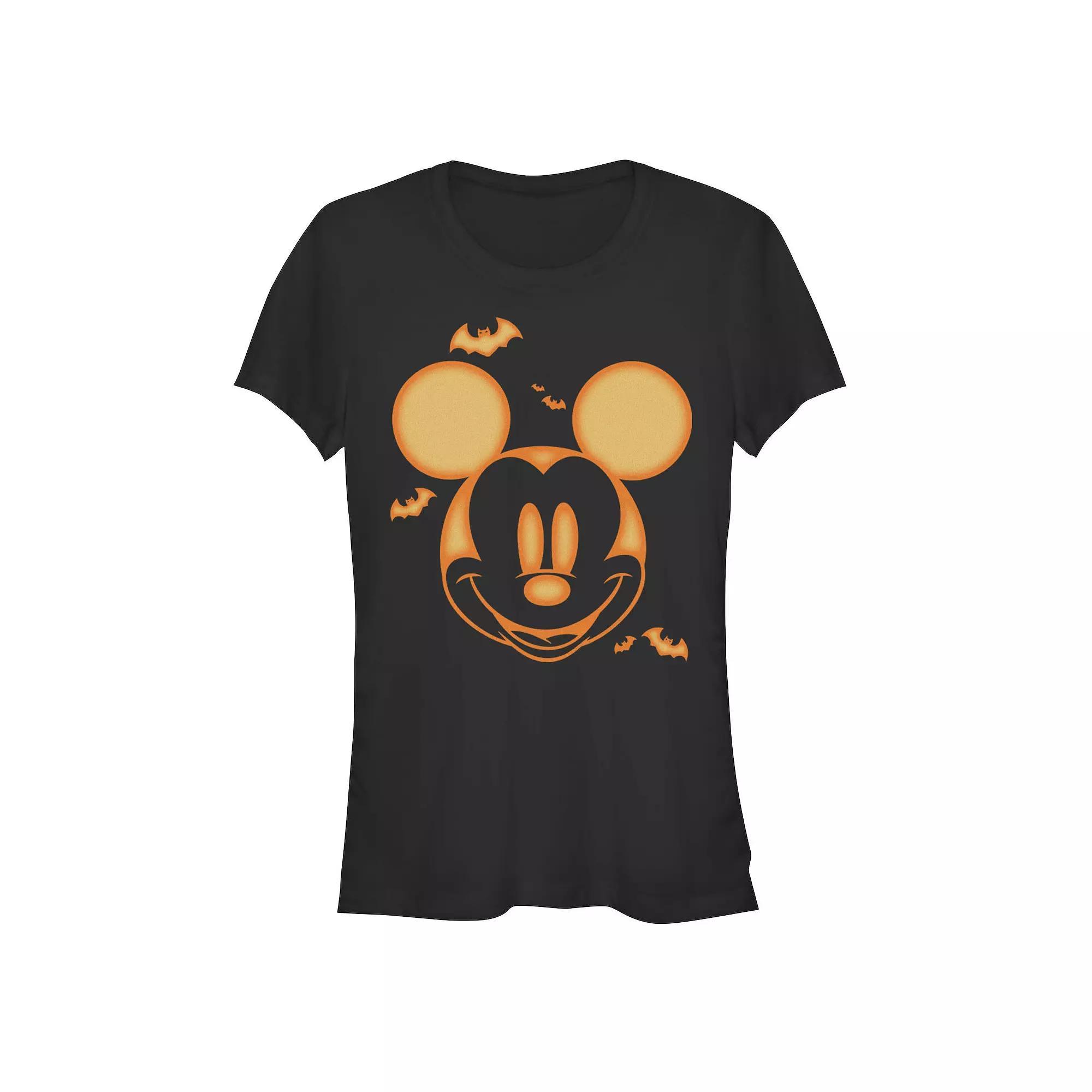 Disney's Mickey Mouse Juniors' Pumpkin Fitted Graphic Tee, Girl's, Size: Large, Black Product Image