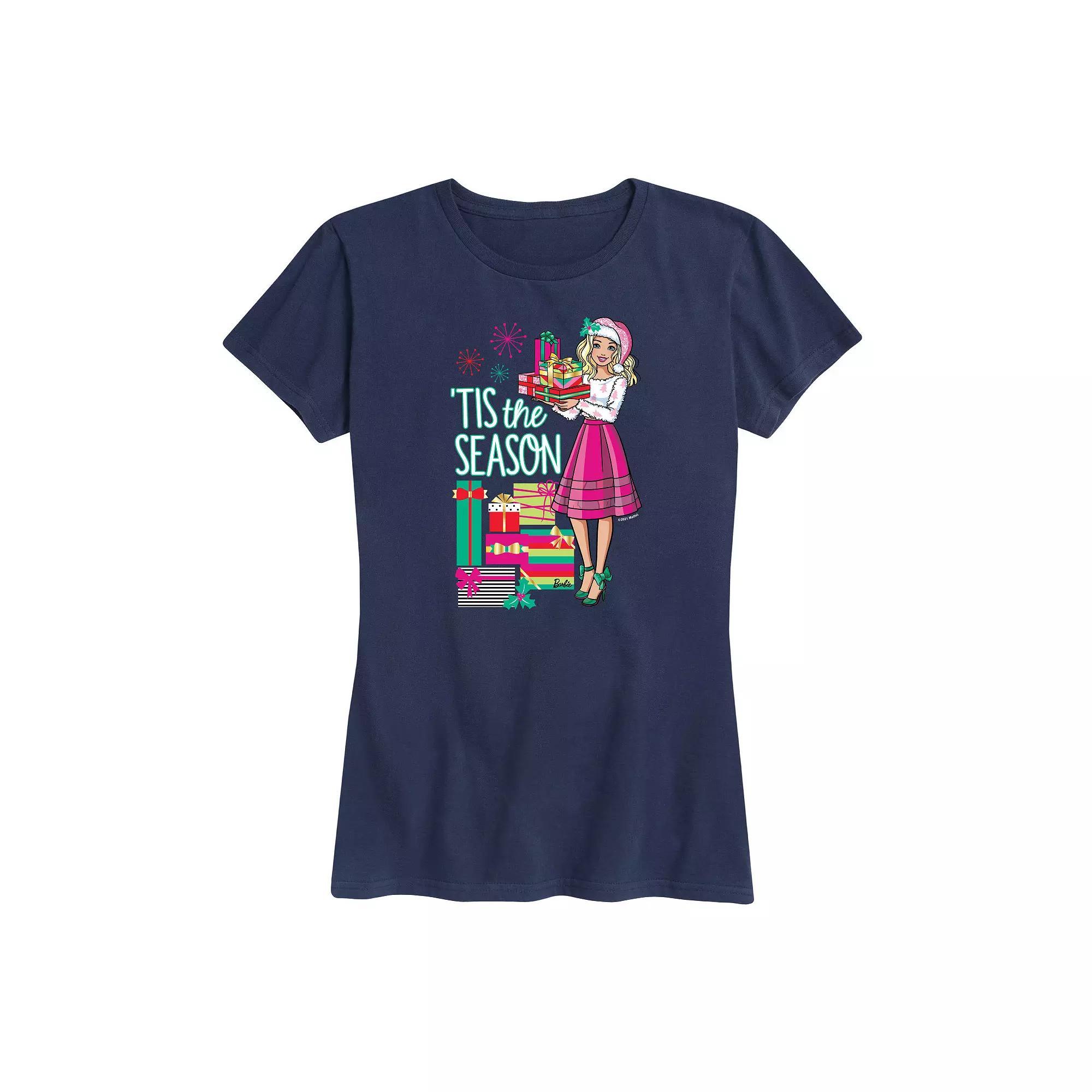 Womens Barbie Tis The Season Graphic Tee, Girls Grey Gray Product Image