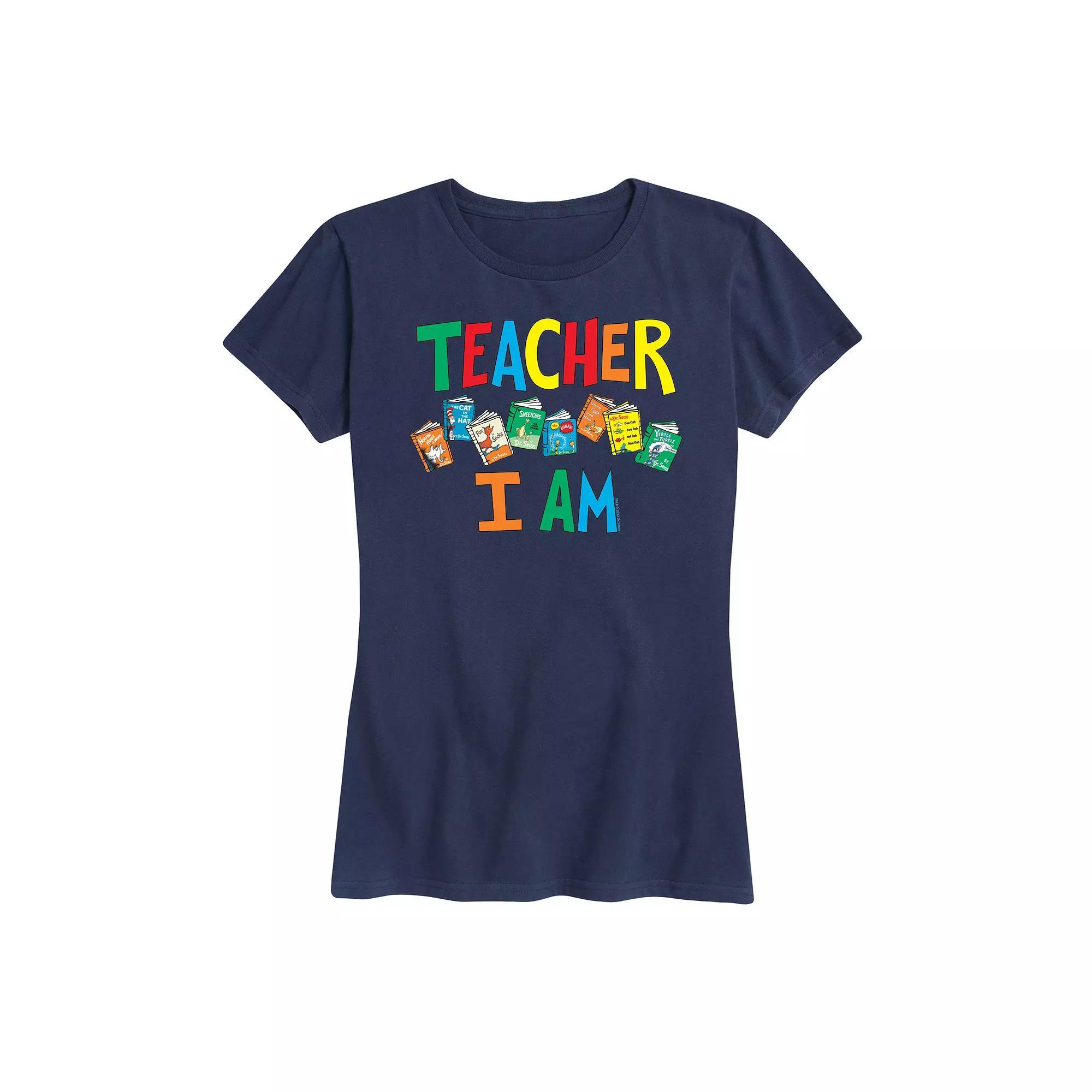 Womens Dr. Seuss Teacher I Am Graphic Tee Blue Product Image