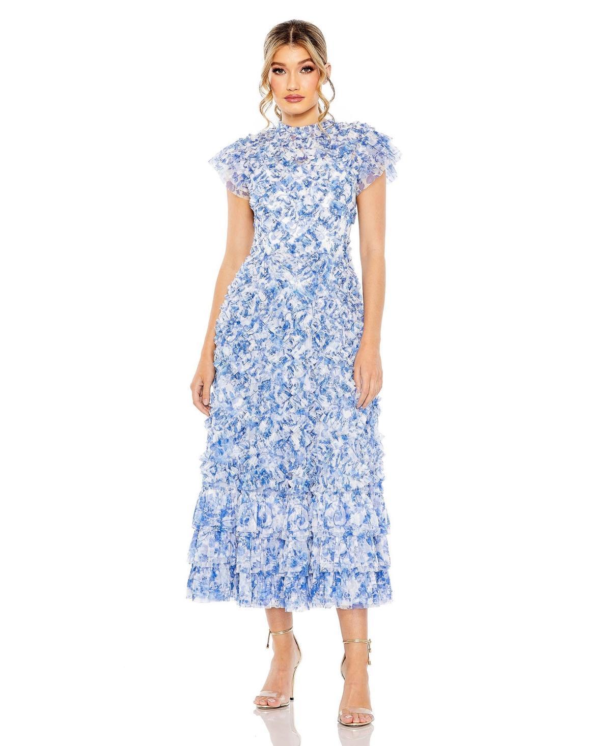 Womens Ruffle Midi-Dress Product Image