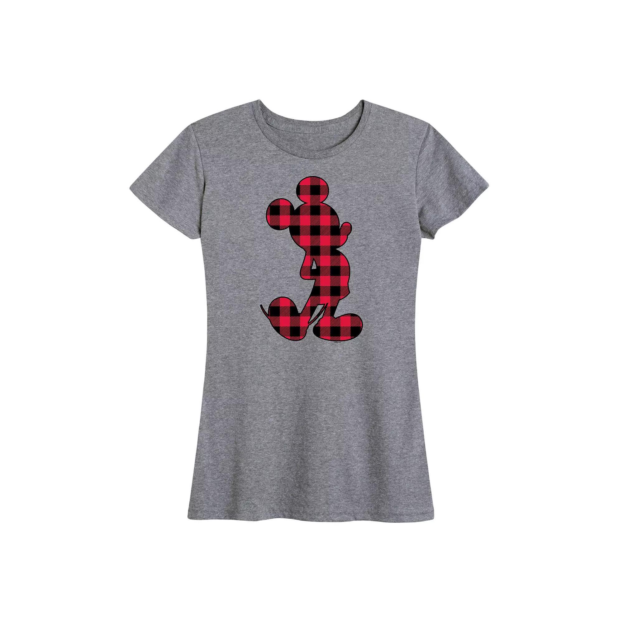 Disneys Mickey Mouse Womens Plaid Graphic Tee Product Image