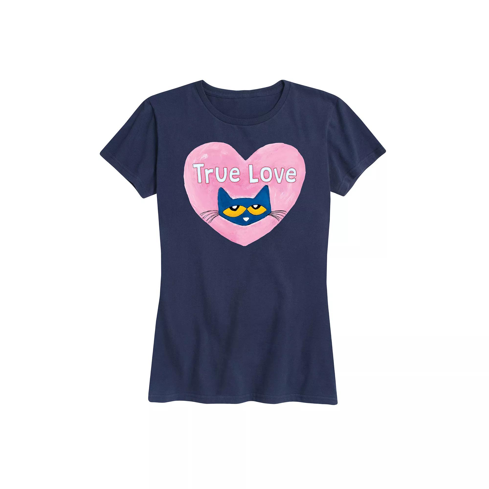 Womens Pete The Cat True Love Graphic Tee Blue Product Image