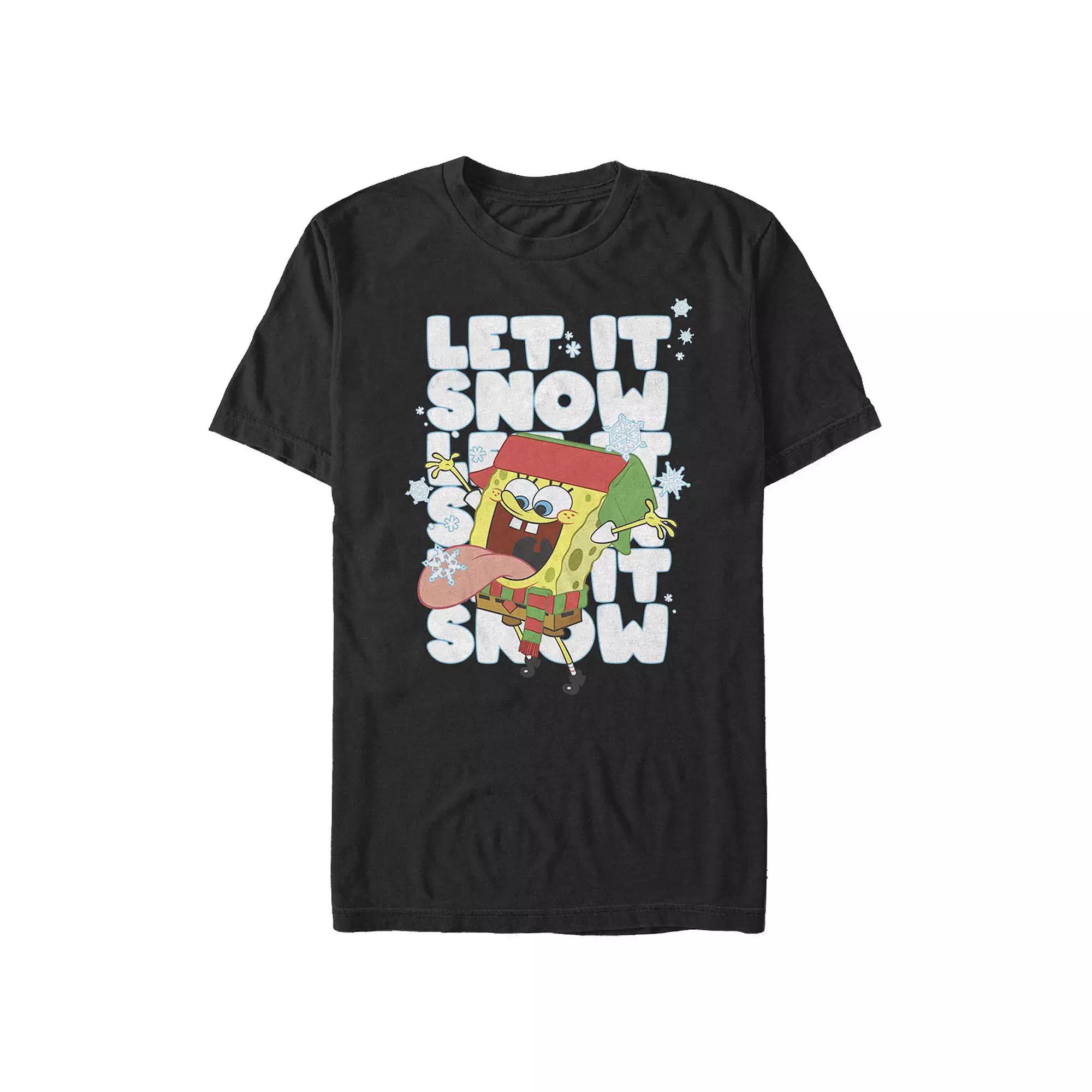 Men's Spongebob Squarepants Let It Snow Tee, Size: XXL, Red Grey Product Image