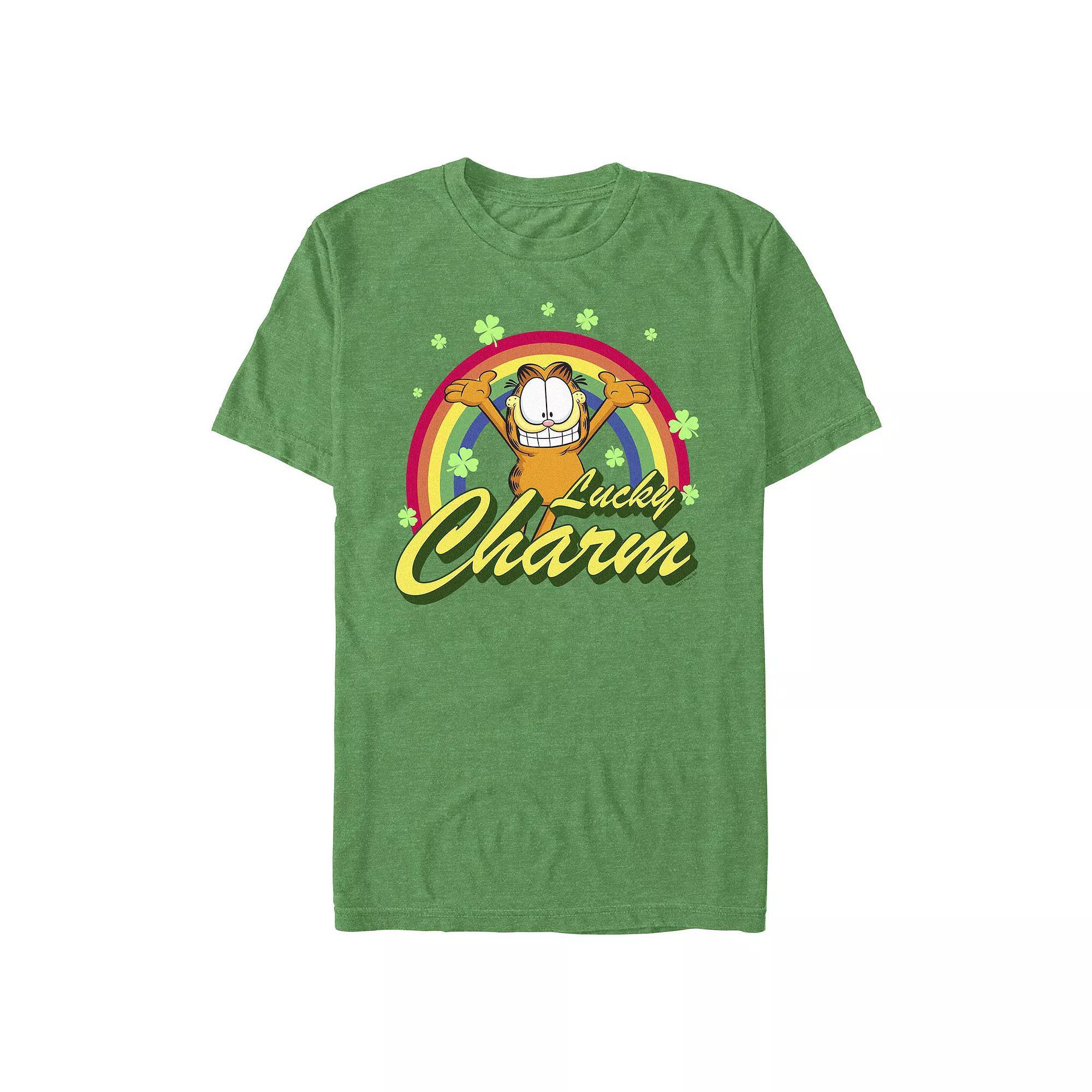 Big & Tall Garfield Lucky Charm Graphic Tee, Men's, Size: 5XL, Kelly Grey Product Image