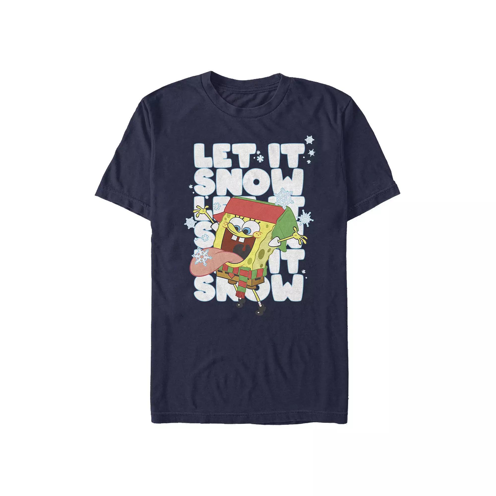 Men's Spongebob Squarepants Let It Snow Tee, Size: XXL, Red Grey Product Image