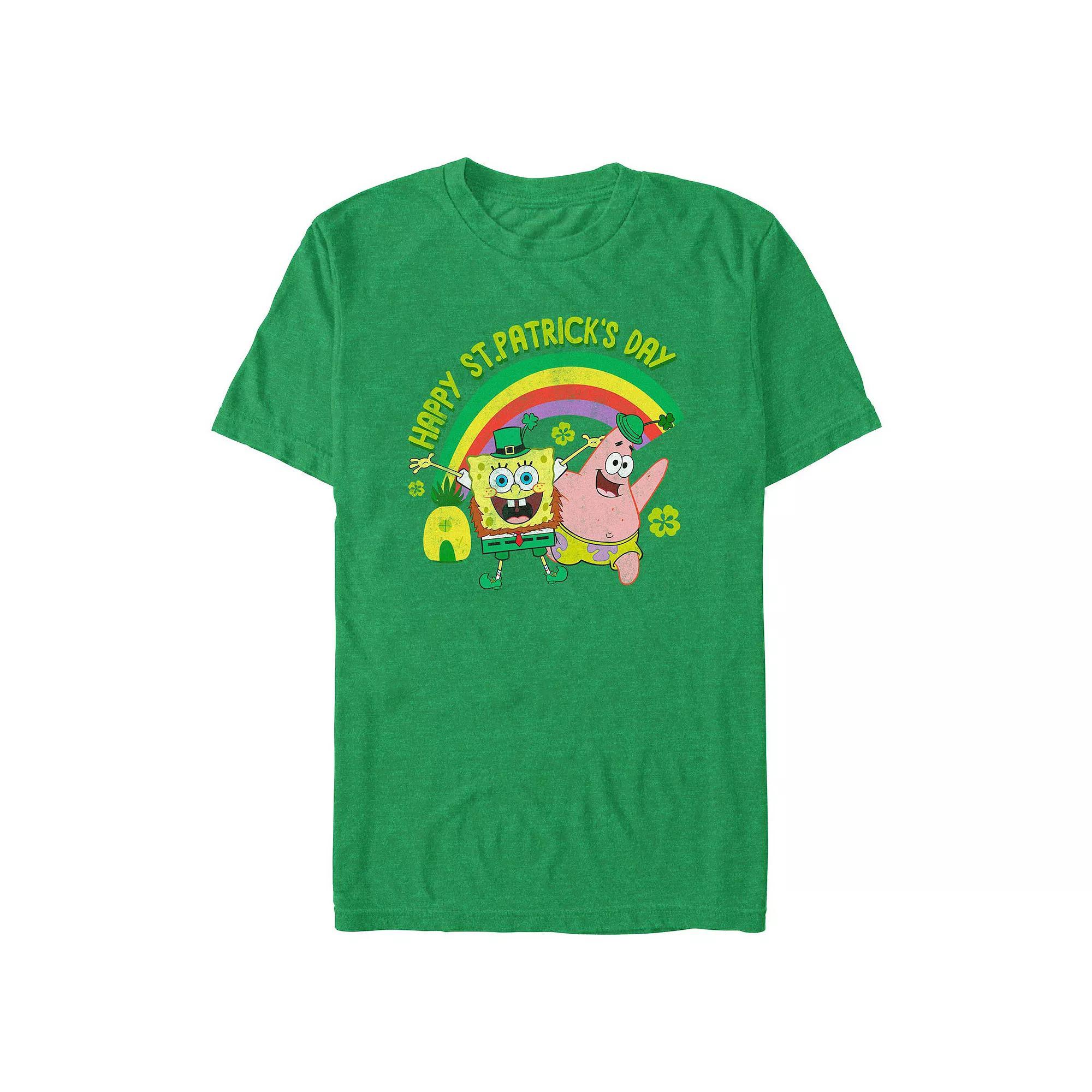 Big & Tall SpongeBob SquarePants Happy Saint Patrick's Day Graphic Tee, Men's, Size: XXL Tall, Kelly Grey Product Image